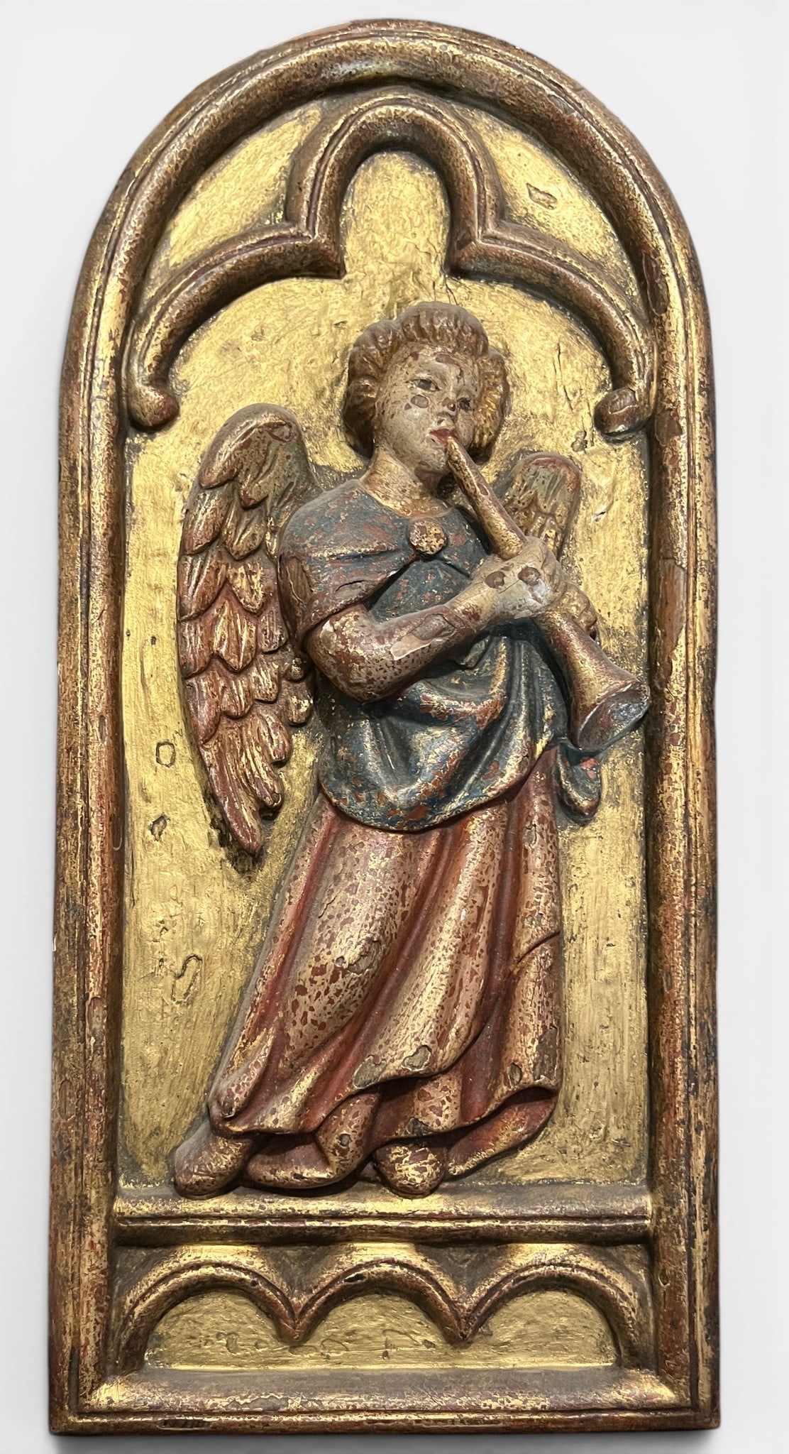 Neo-Gothic relief of a musical angel, 20th century: 44 x 20 cm