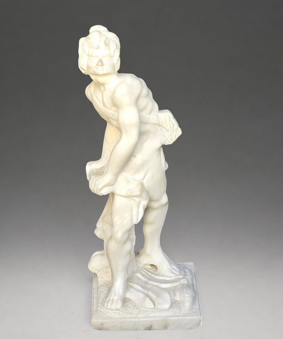 The Slave - Based on Ancient Models - In Marble: 52 x 18 cm