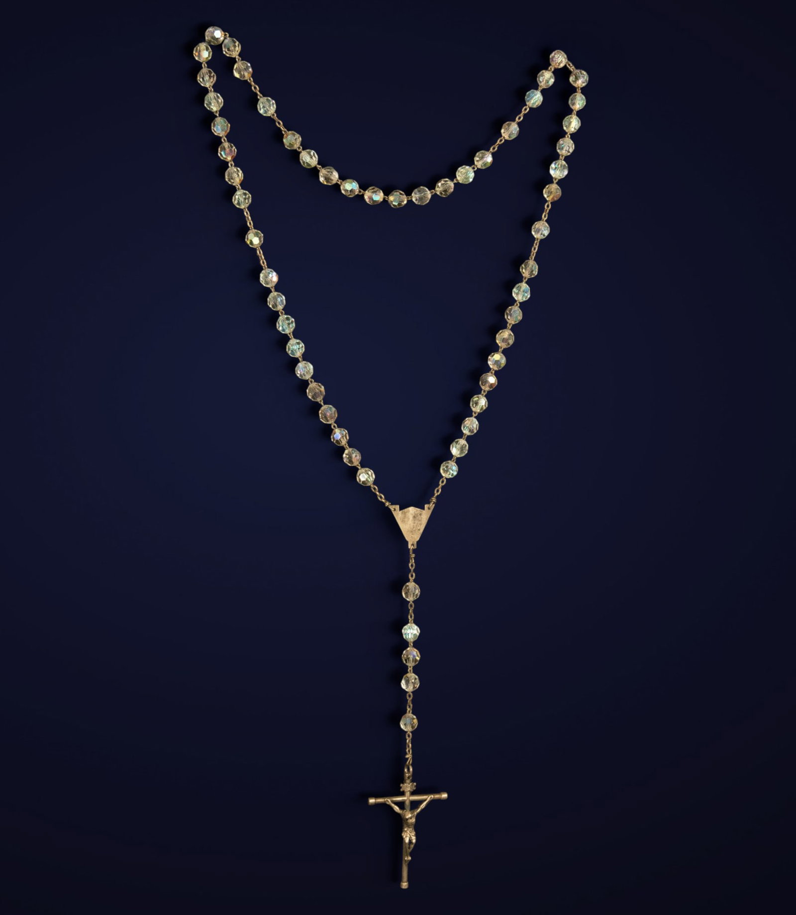 LARGE ROSARY IN SILVER AND MURANO BEADS, 19TH CENTURY: 0.9CM BEADS, AND SILVER. GOOD CONDITION