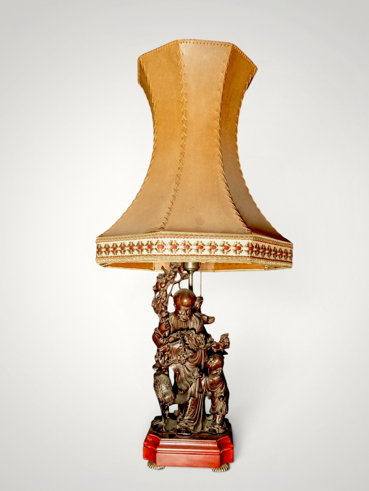Chinese Sage Lamp, 19th Century, in Huanghuali Wood and Silver (1 of 2)