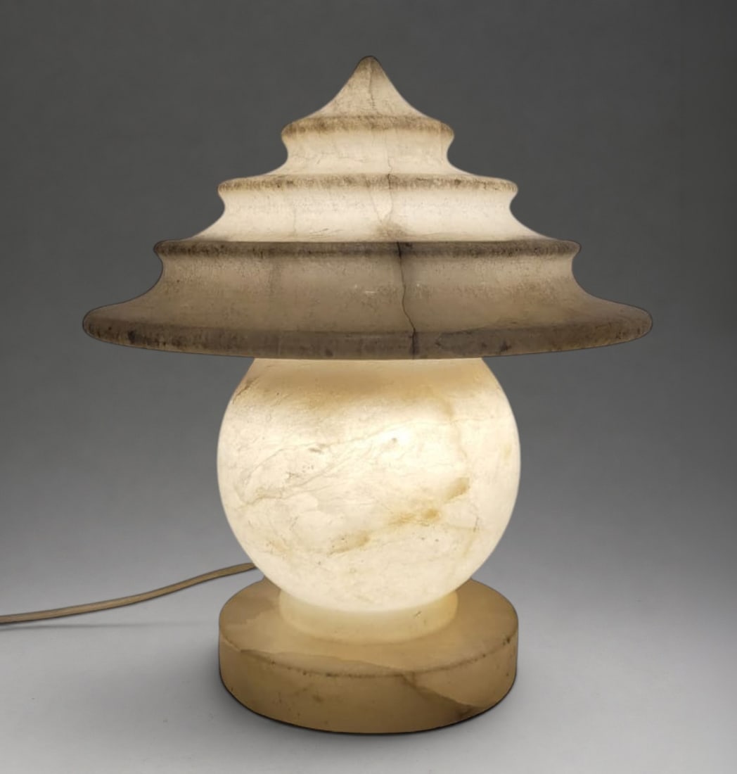 ART DECO TABLE LAMP, ALABASTER, PS XX – FRANCE (1 of 2)