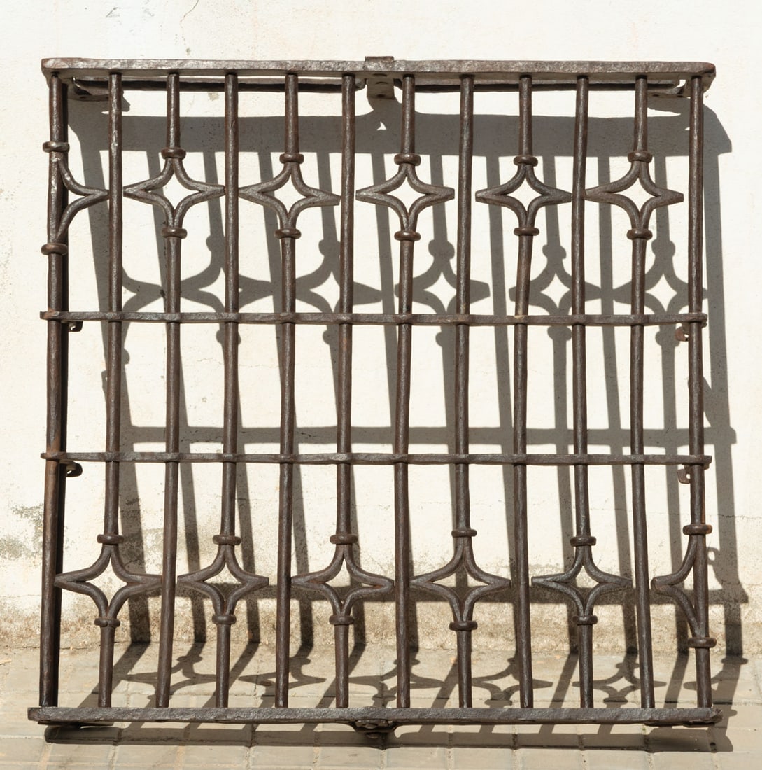 Wrought iron window grille, 17th century (1 of 3)