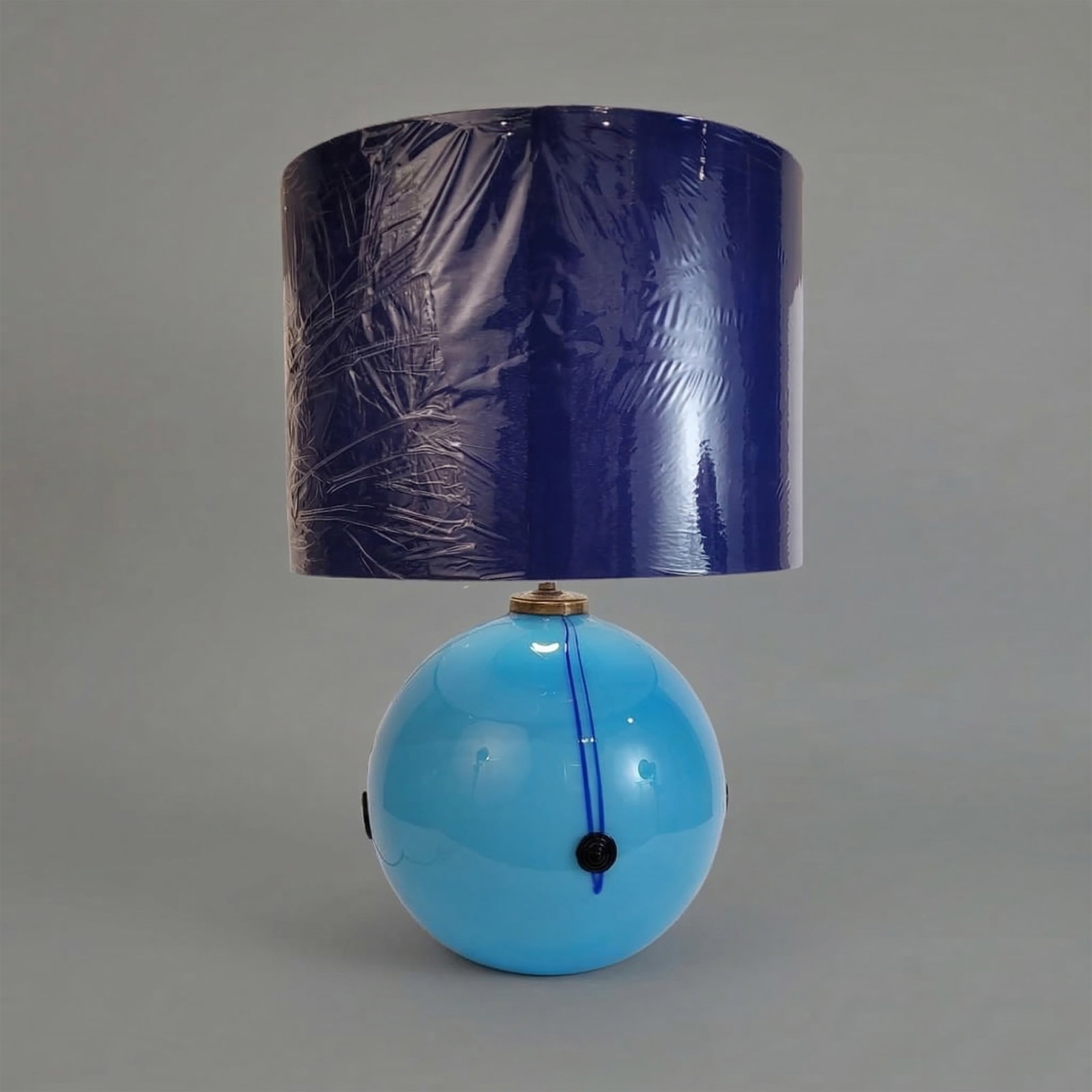 ART DECO TABLE LAMP, BLUE GLASS SPHERE, CHARLES SCHNEIDER WORKSHOP, 1940s – FRANCE (1 of 2)
