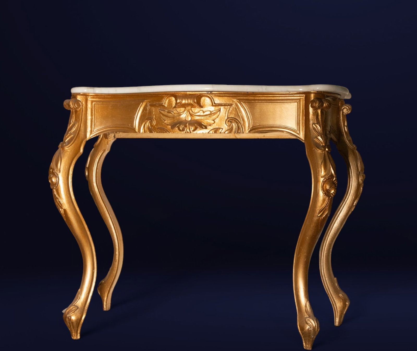 Gilded console table with marble top, Louis XV style, 20th century (1 of 1)