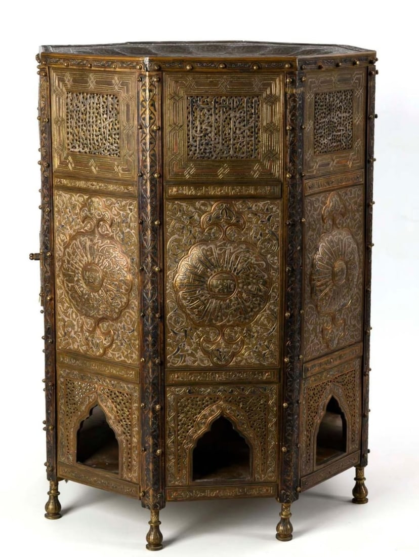 Spectacular Ottoman Pharmacy Cabinet in embossed copper, 19th century (1 of 9)