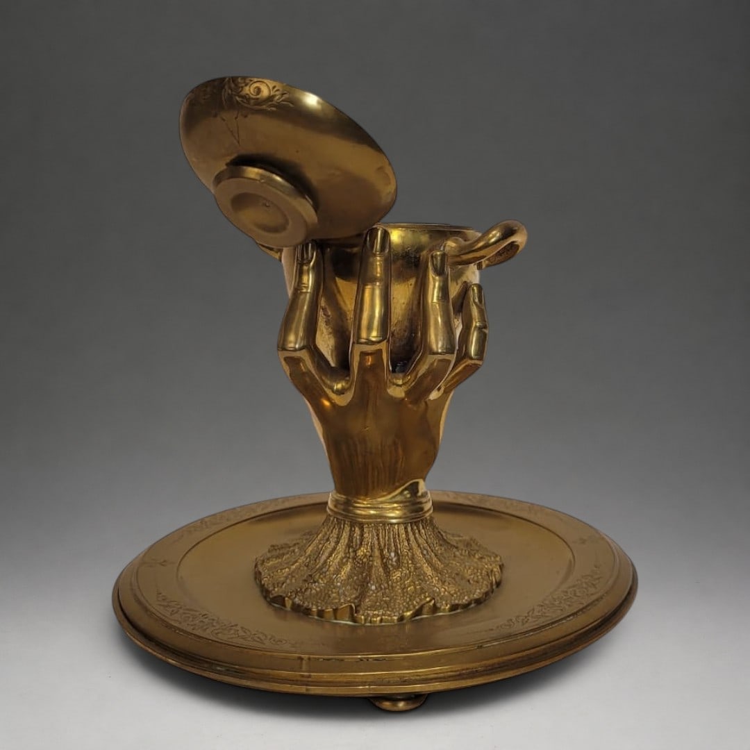 "Hand of Glory" Inkwell, Gilded Bronze, 19th Century – France (1 of 2)