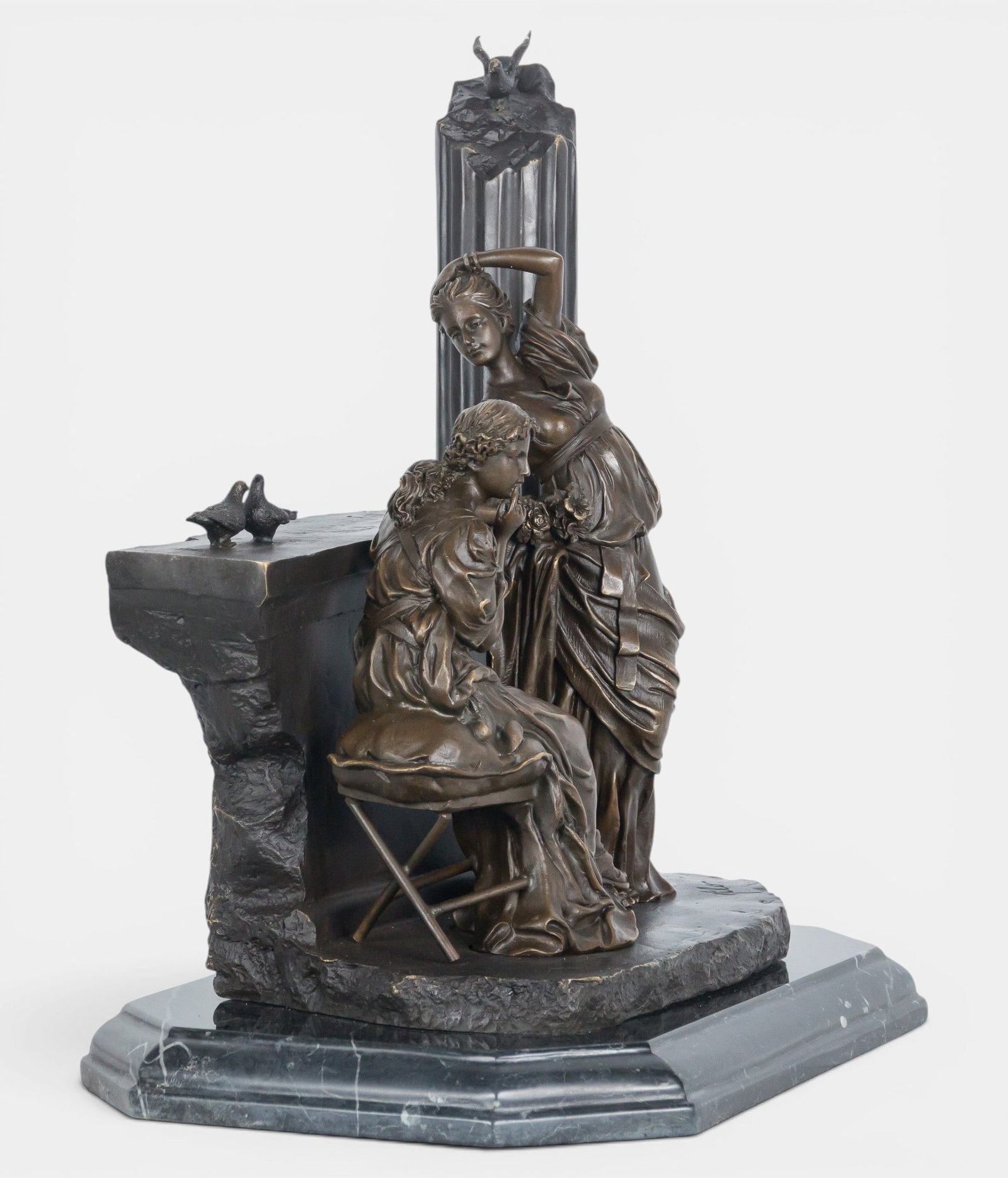 Miguel Fernando López (20th century). Bronze sculpture on a marble base: Dimensions: 34 x 22 x 36 cm