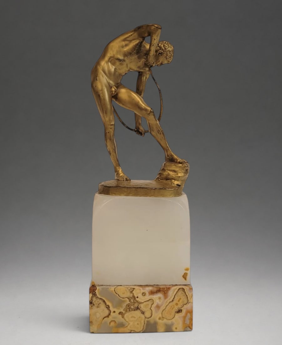 ARCHER SCULPTURE, OTTO LESSING, GILDED BRONZE AND ONYX BASE, PS XX – GERMANY (1 of 2)