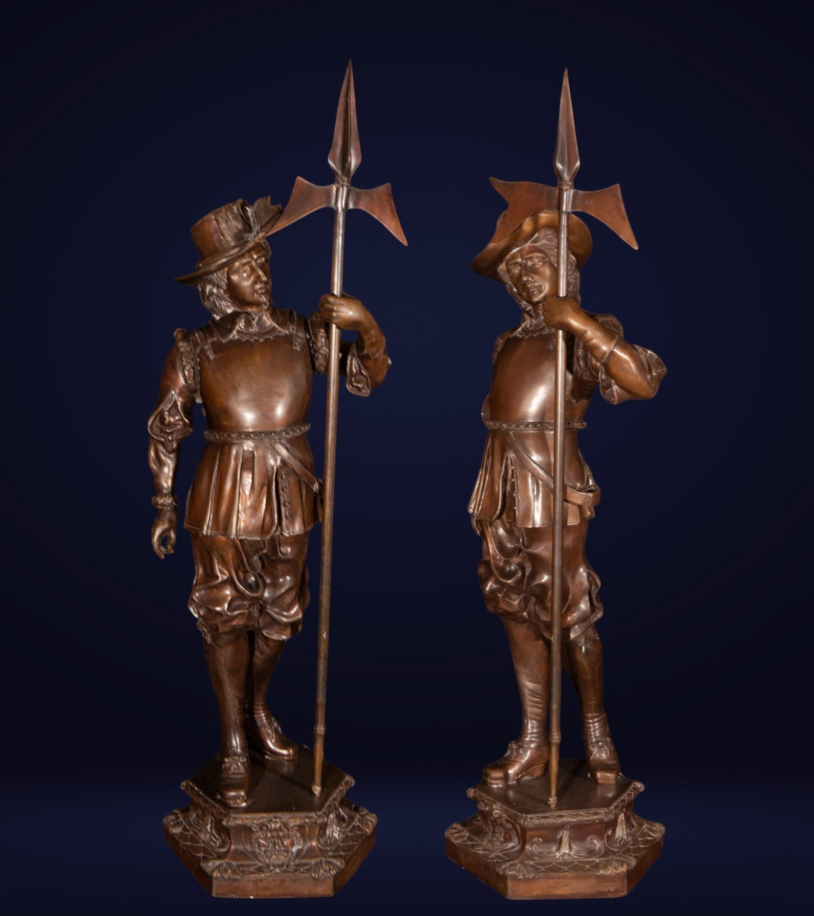 Pair of Monumental French Beaux Arts Guards in French bronze, 19th-20th century (1 of 10)