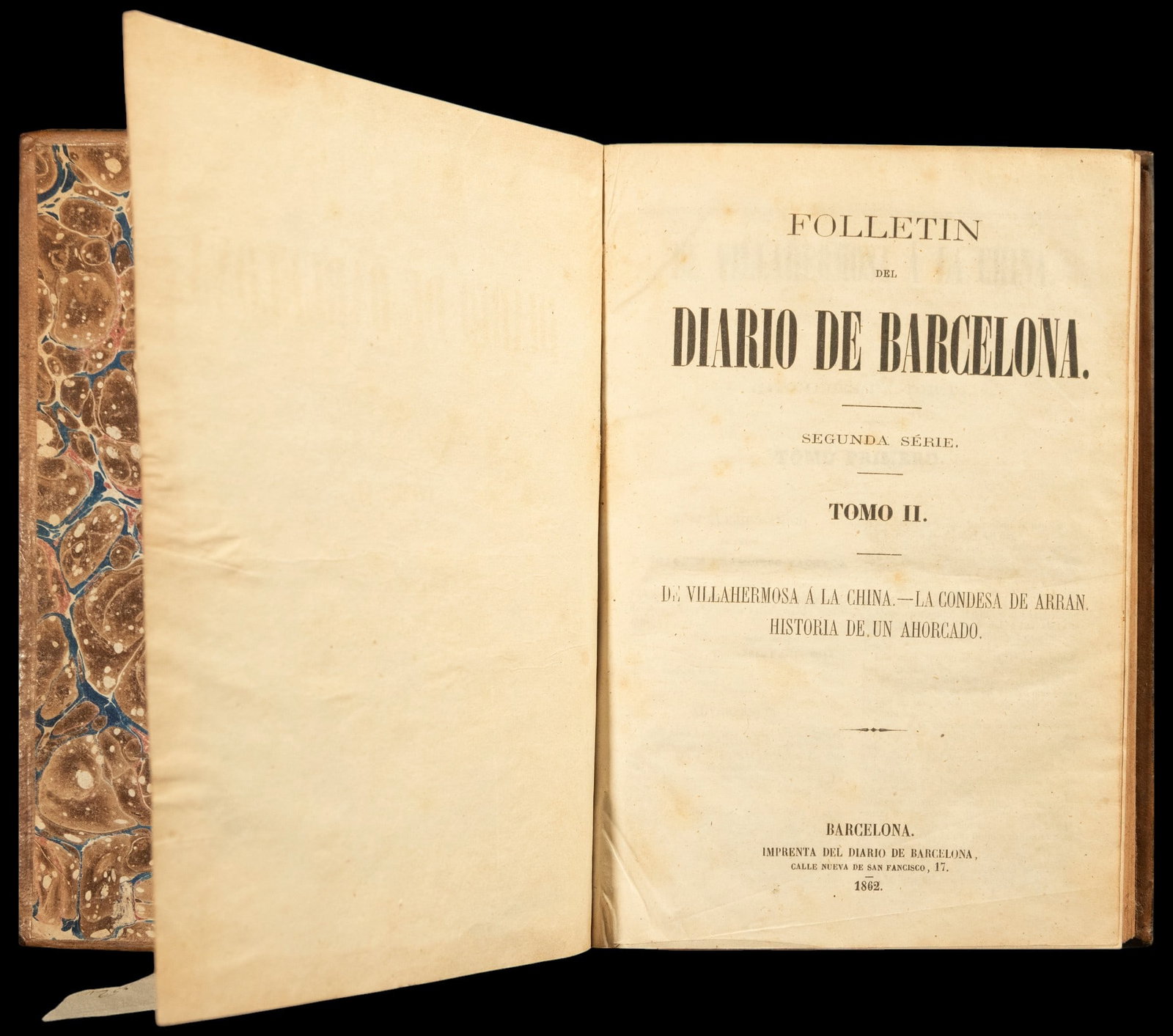 BARCELONA DIARY, YEAR 1862, VOL II: LEATHER COVER – 20 X 17 CM