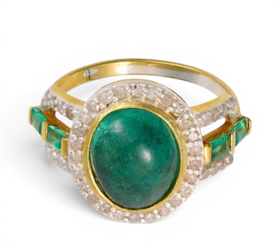 Silver-gilt ring with emeralds and brilliant-cut diamonds (1 of 1)