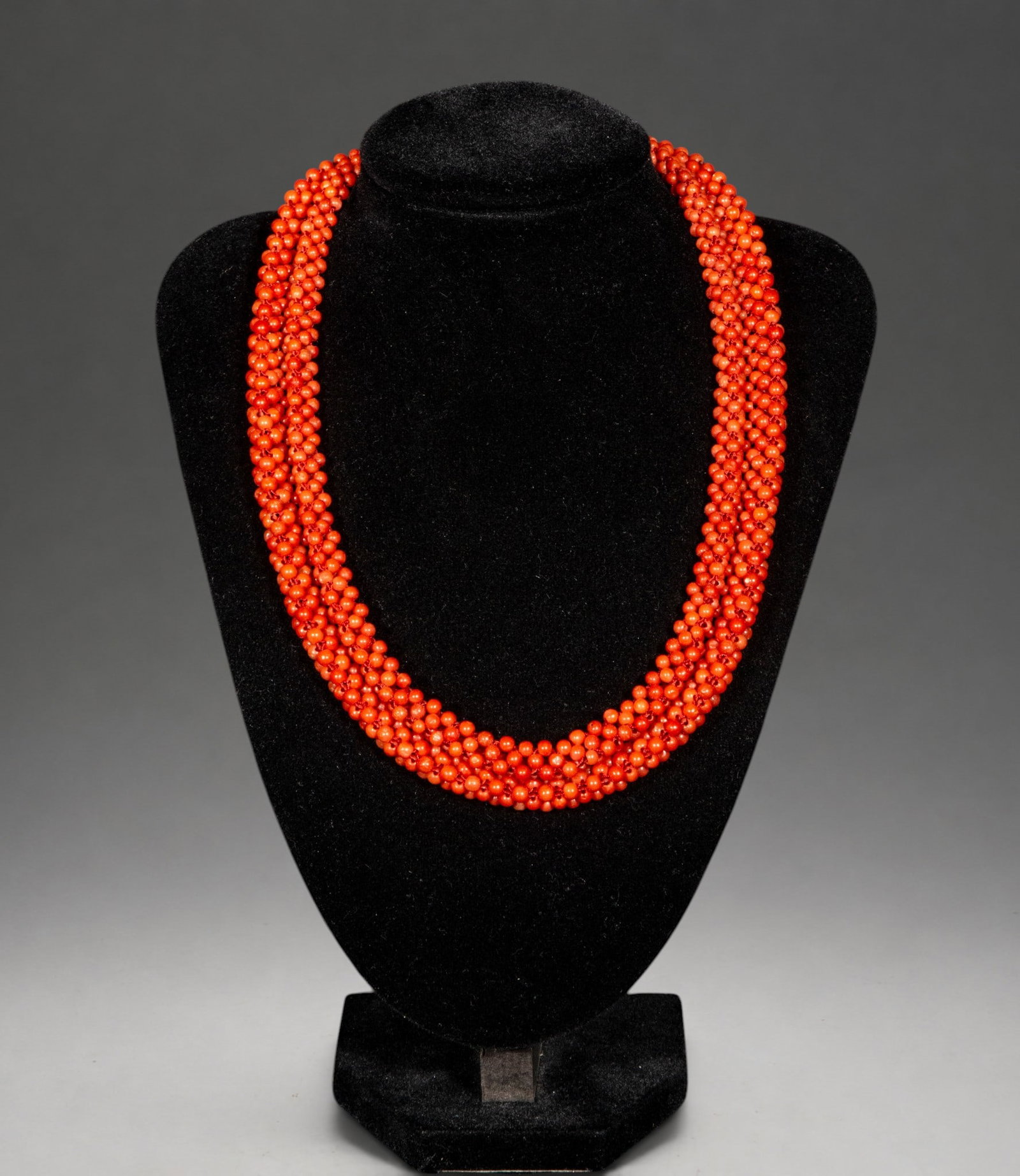 Coral mesh necklace with silver clasp (1 of 4)