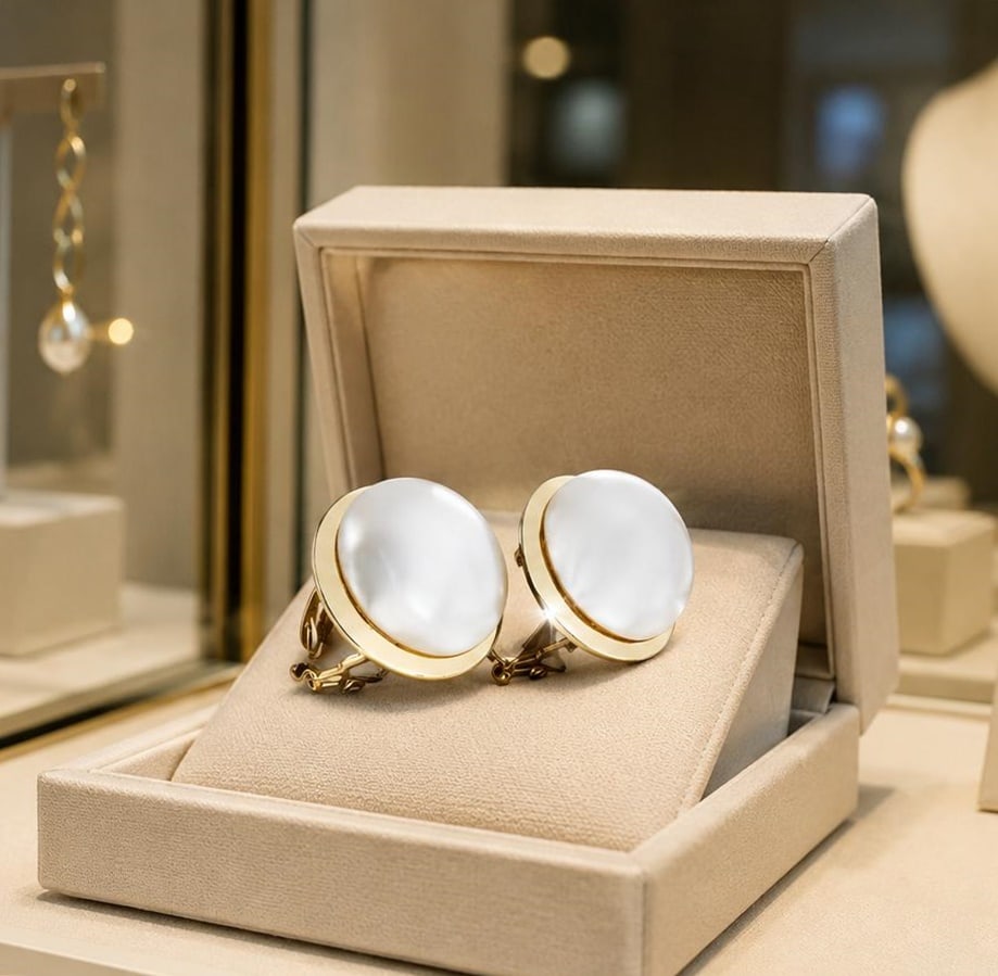 Earrings with cultured pearls. 18K gold. 6.1 g.: 18K yellow gold and cultured pearls. Harm measures 1.6 cm. Earrings with two large 14 mm white pearls, openwork settings and hallmarks 750.