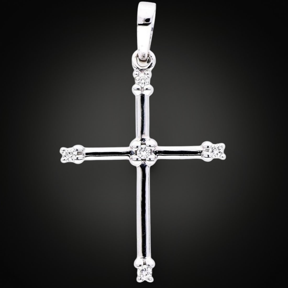 White gold pendant cross with diamonds, signed BHM, 20th century (1 of 3)
