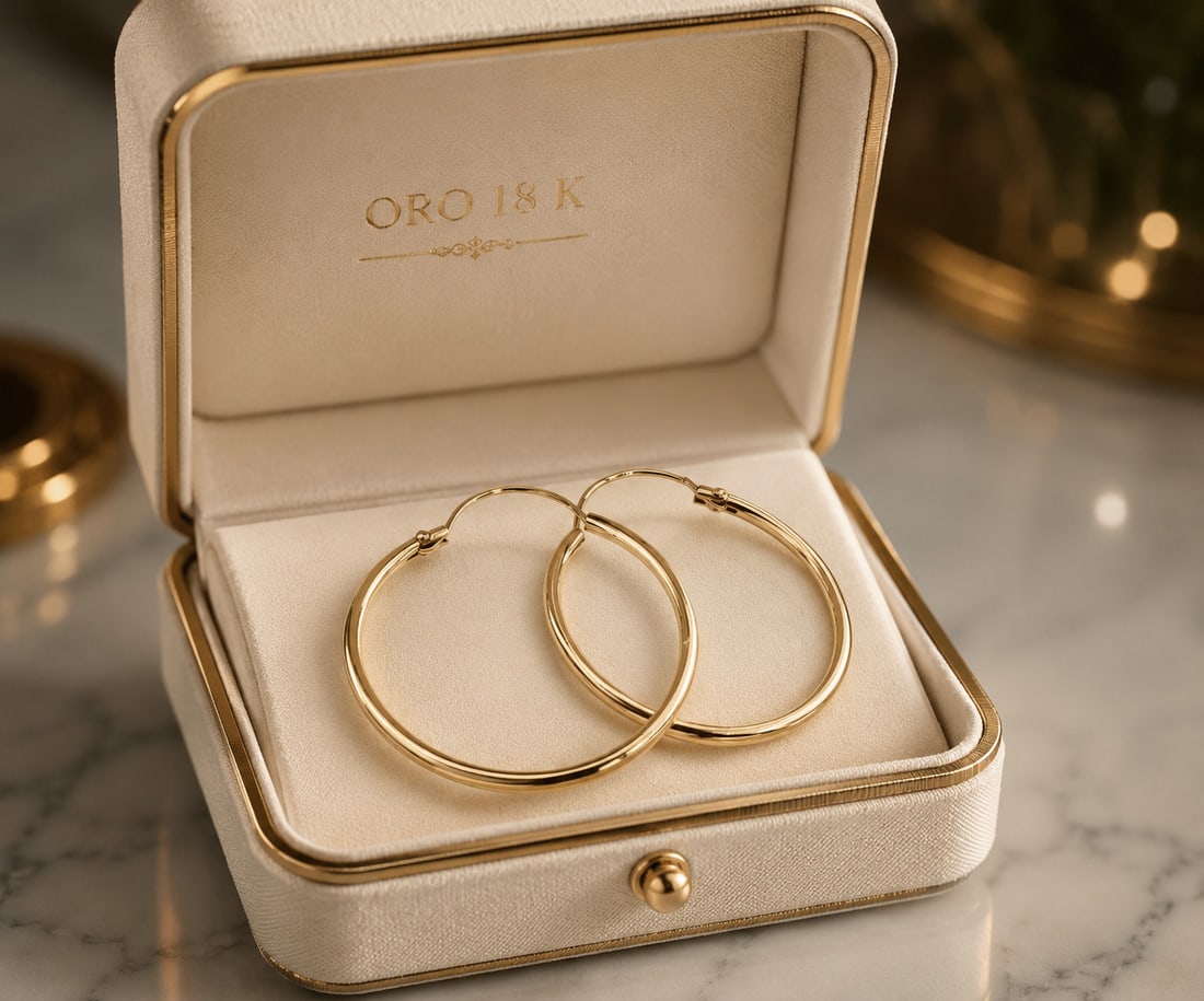 Earrings with fine hoops in 18-karat yellow gold: 18-karat bright yellow gold. Measures 2.5 cm high x 2.2 cm in diameter. Earrings composed of delicate hoops in a simple and timeless design, crafted from 18k gold (750) with a polished finish. They fe