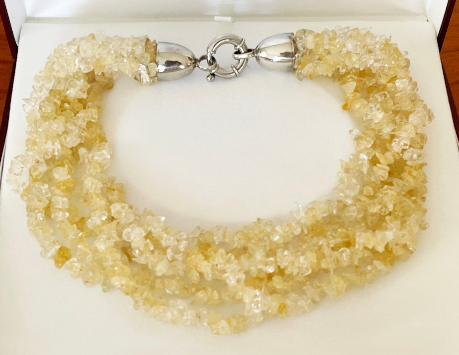 Six-strand necklace of natural citrines with a large sterling silver clasp, Vintage, 20th Century (1 of 5)