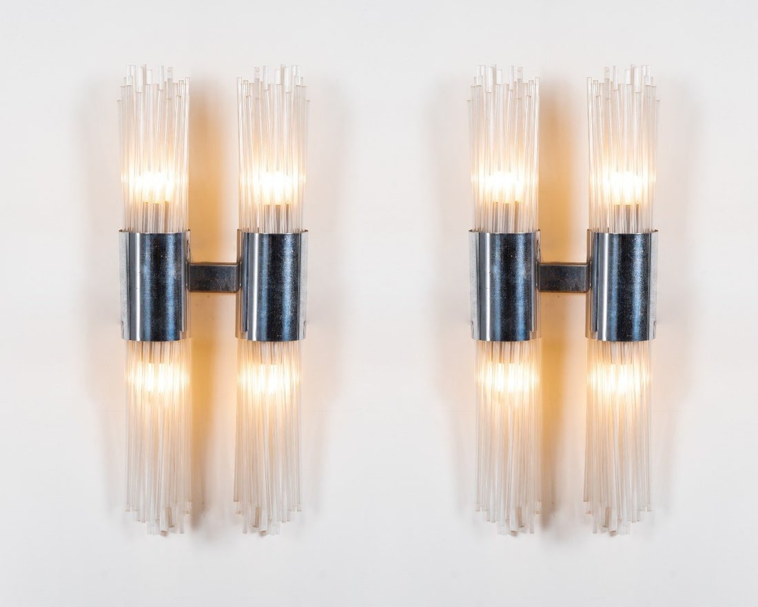 VENINI (Murano, Italy) – Pair of four-light wall sconces (c. 1970) (1 of 2)