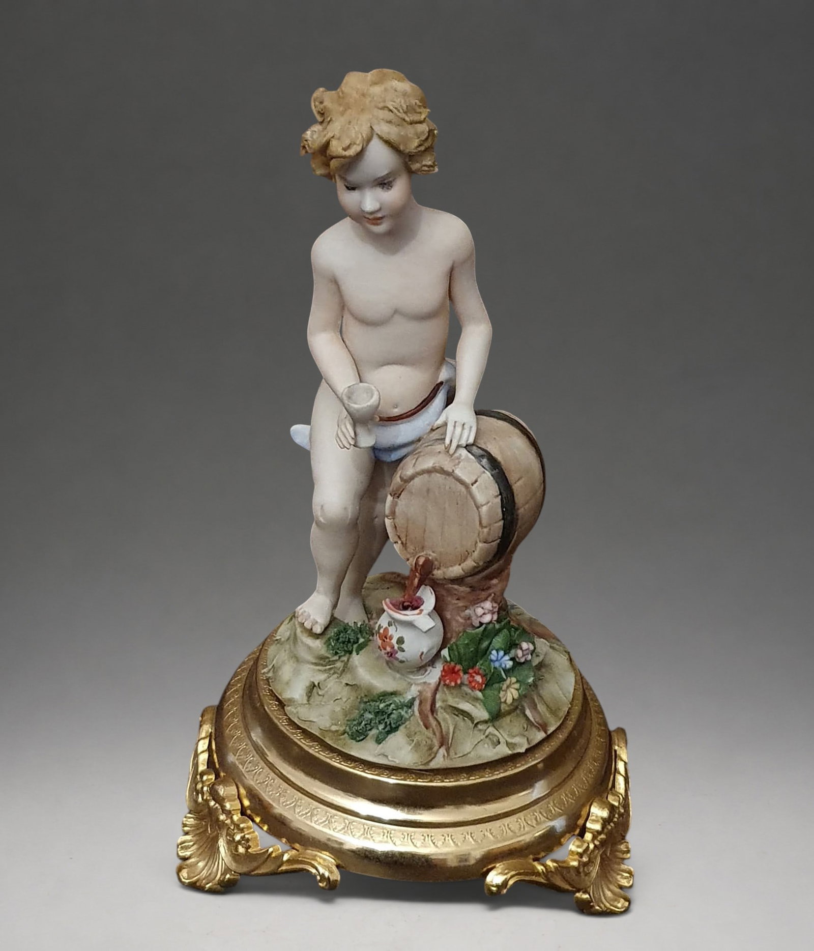 Bacchus in Capodimonte porcelain: 22 cm high