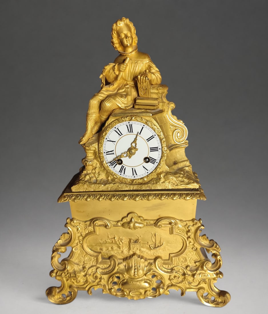 Grand Clock Napoleon III in gilt bronze ormolu: 41x30x9 cm