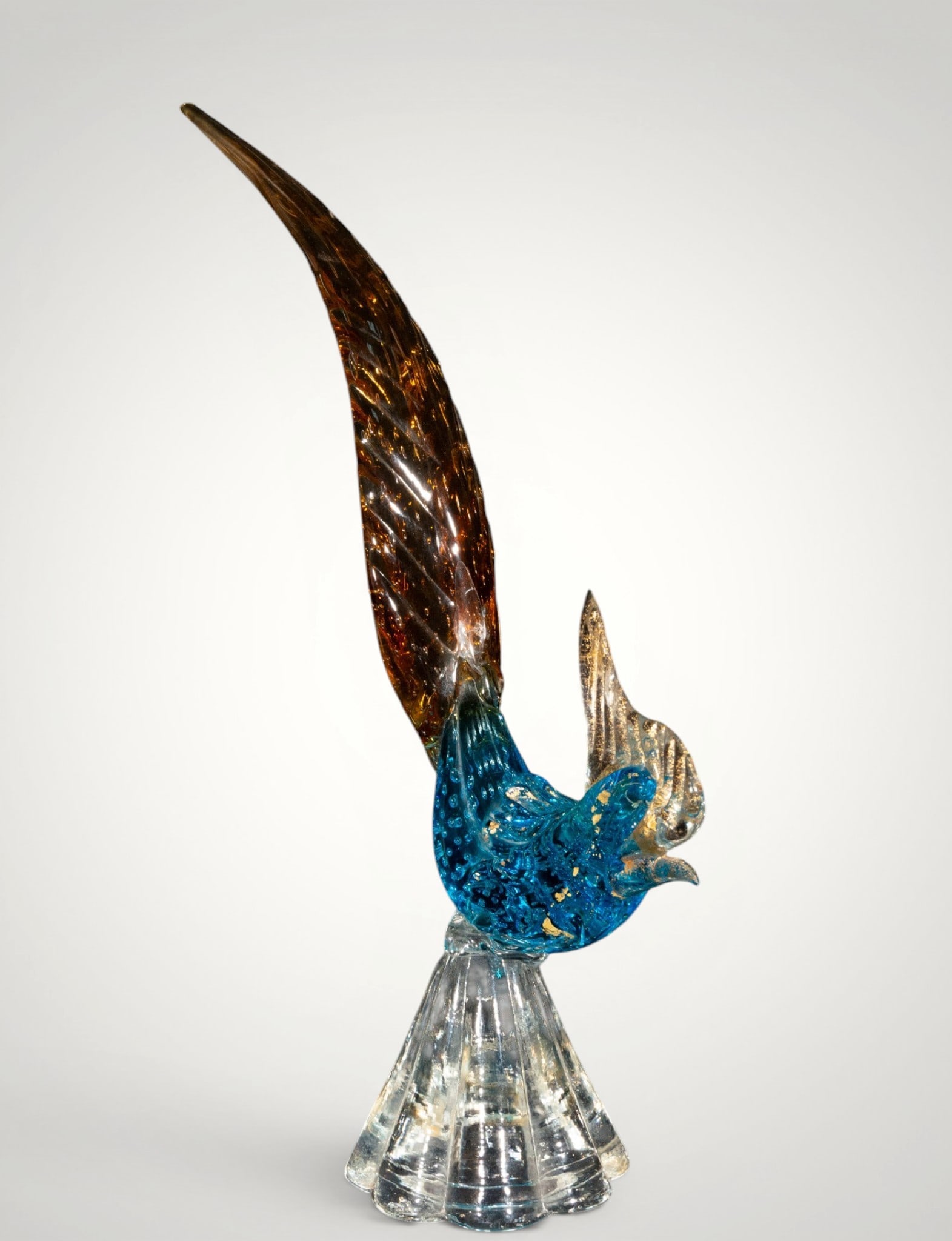 Murano glass figure, pheasant, 20th century. 38cm x 9cm x 19cm. (1 of 4)
