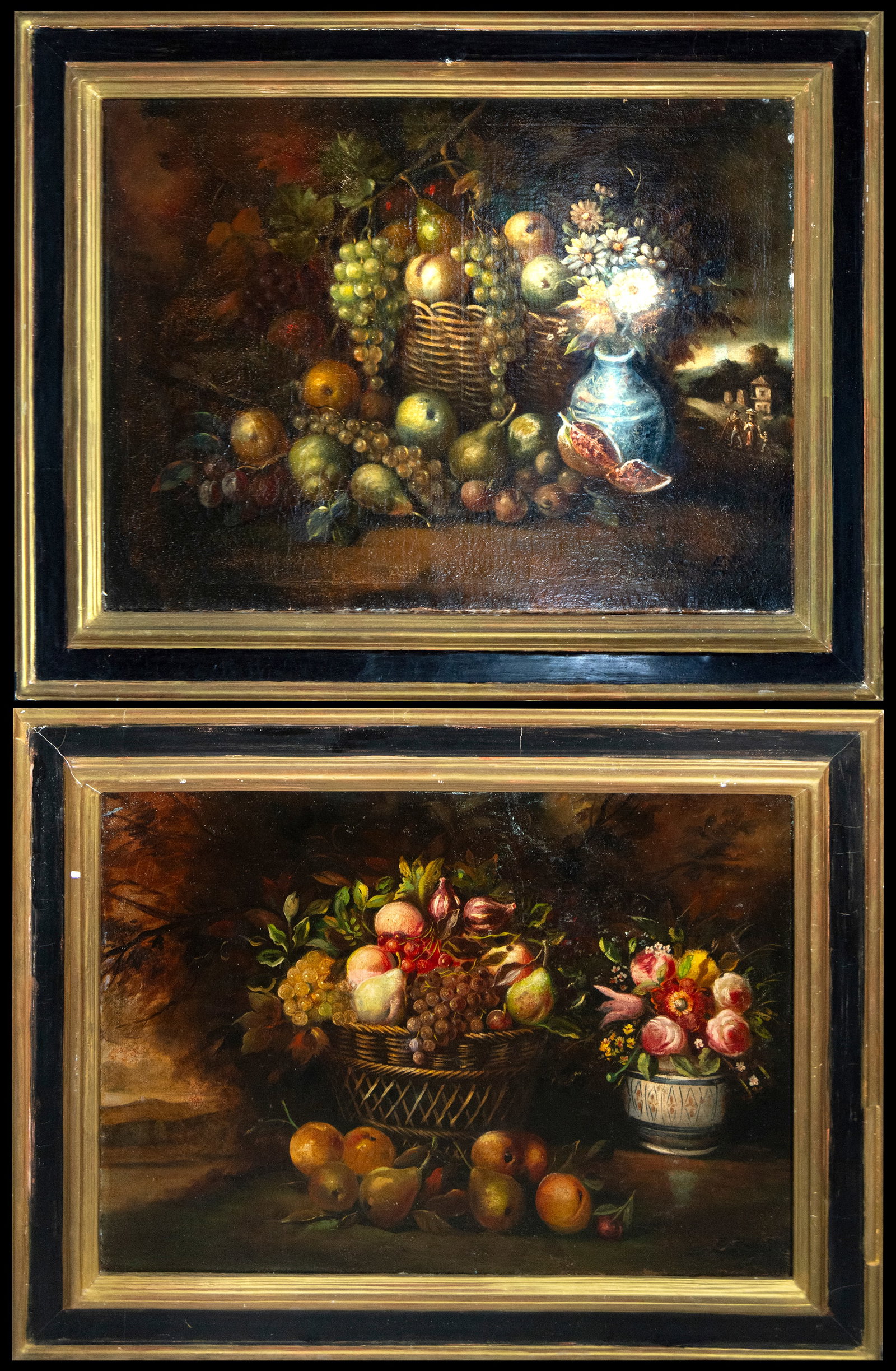 Pair of still lifes with fruit and flowers. Italian School - 18th Century (1 of 9)