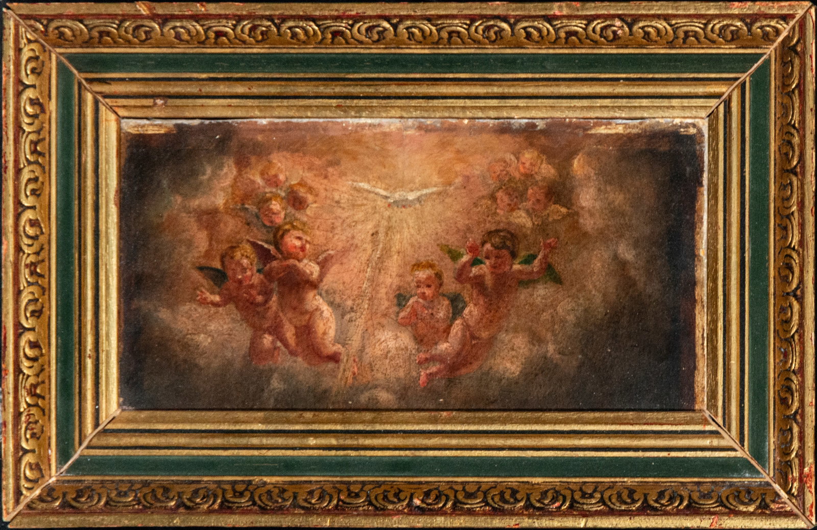 Allegory with Cherubs. Aragonese Goya School of Francisco de Goya - 18th Century: Oil on cardboard. Measures 13 × 26 cm.