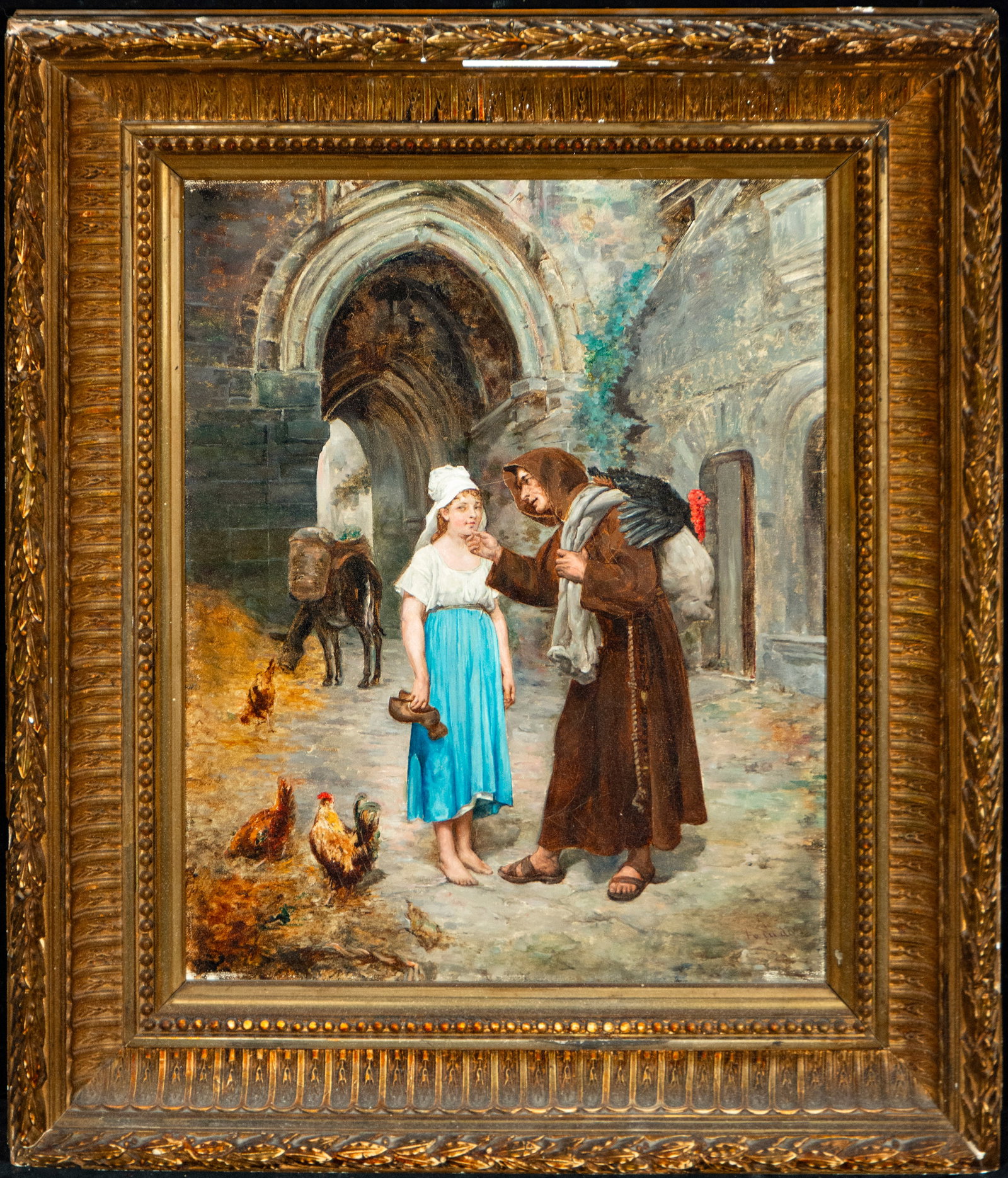 The Friar and the Concubine. Signed, German or French painter. 19th century (1 of 6)