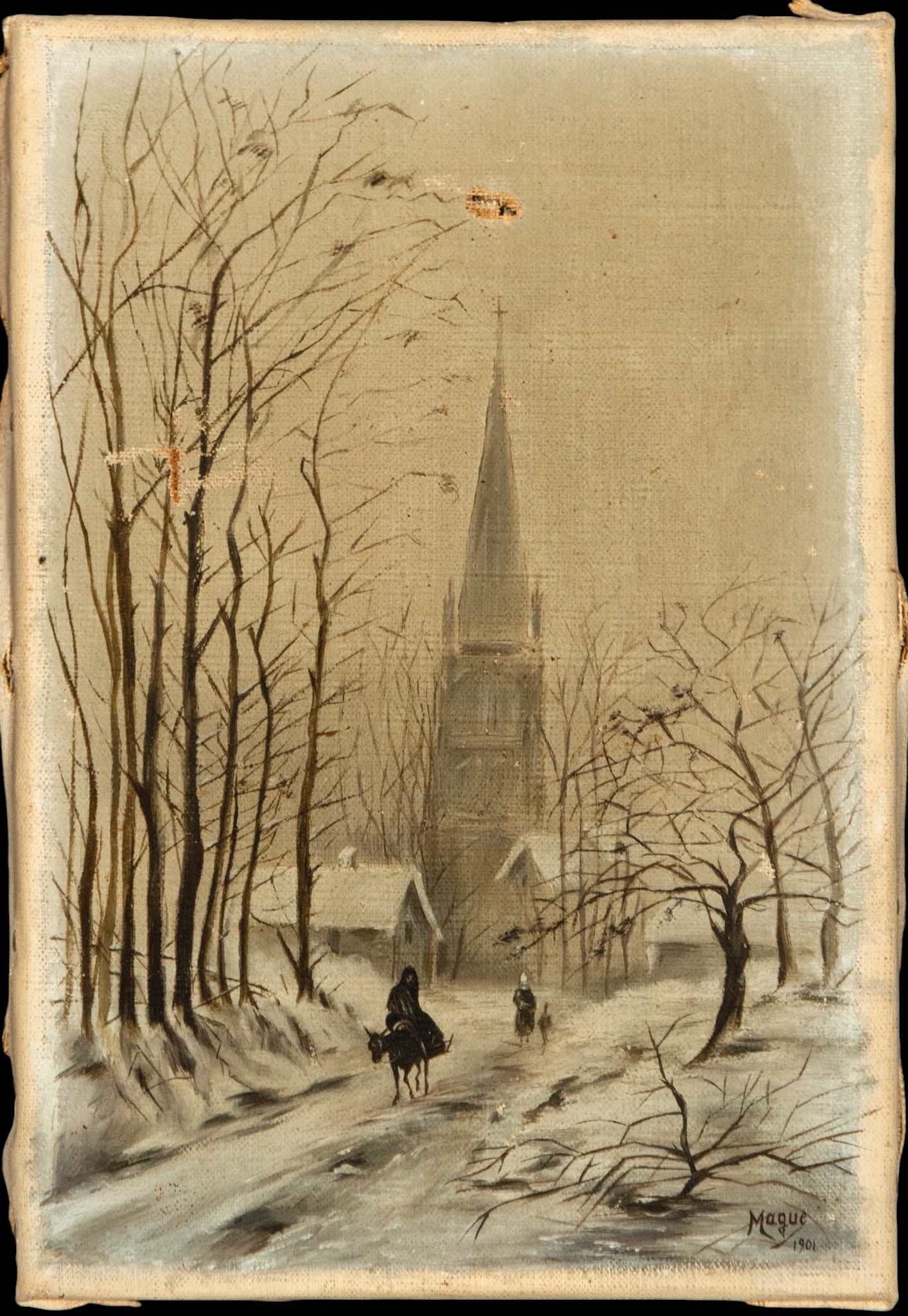 Snowy landscape. Signed and dated Mague 1901. 20th century (1 of 5)