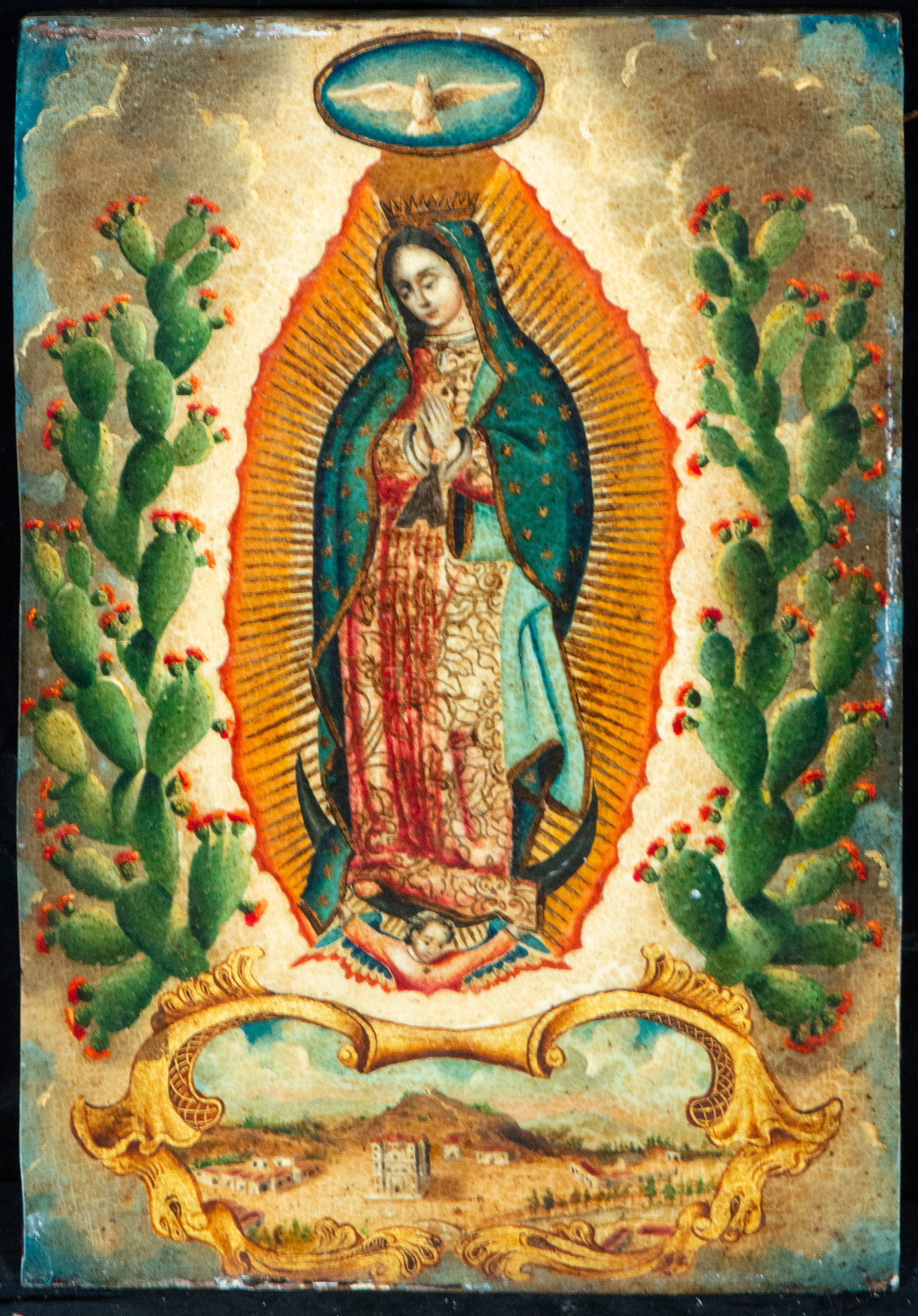 Virgin of Guadalupe with cactus. Mexican school. 18th century (1 of 5)