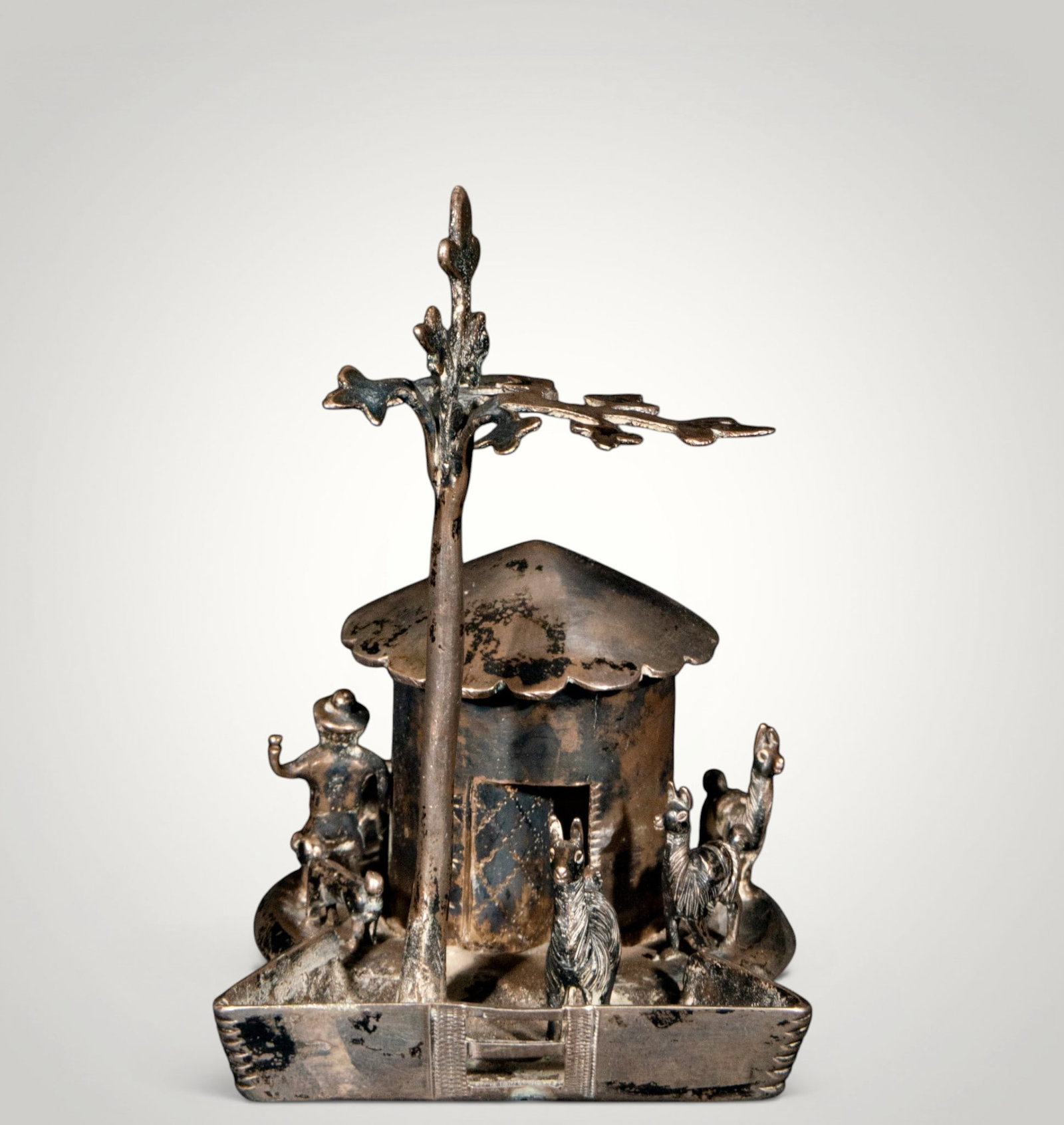 Genre scene with a person, dog, and cabin. European School. 20th century (1 of 4)