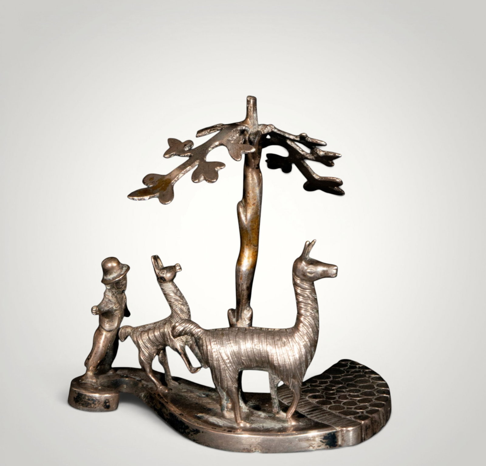 Shepherd with llamas and tree. Peruvian School. 20th Century (1 of 6)