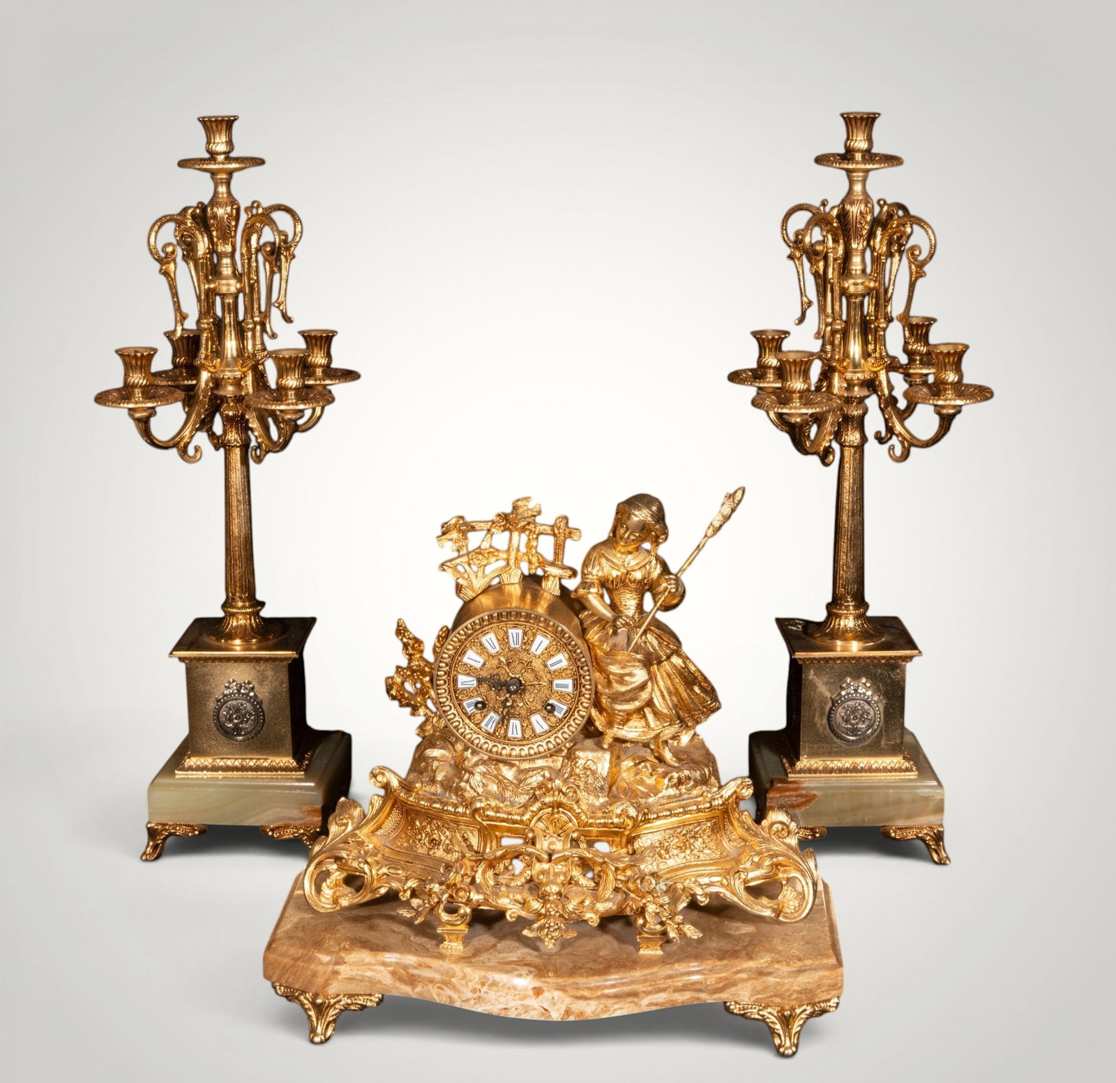 Garnish with clock and candlesticks. 20th century (1 of 11)