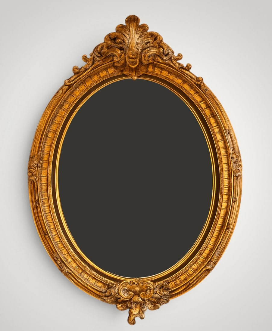 Oval mirror with gilt frame. European School. 19th century (1 of 7)