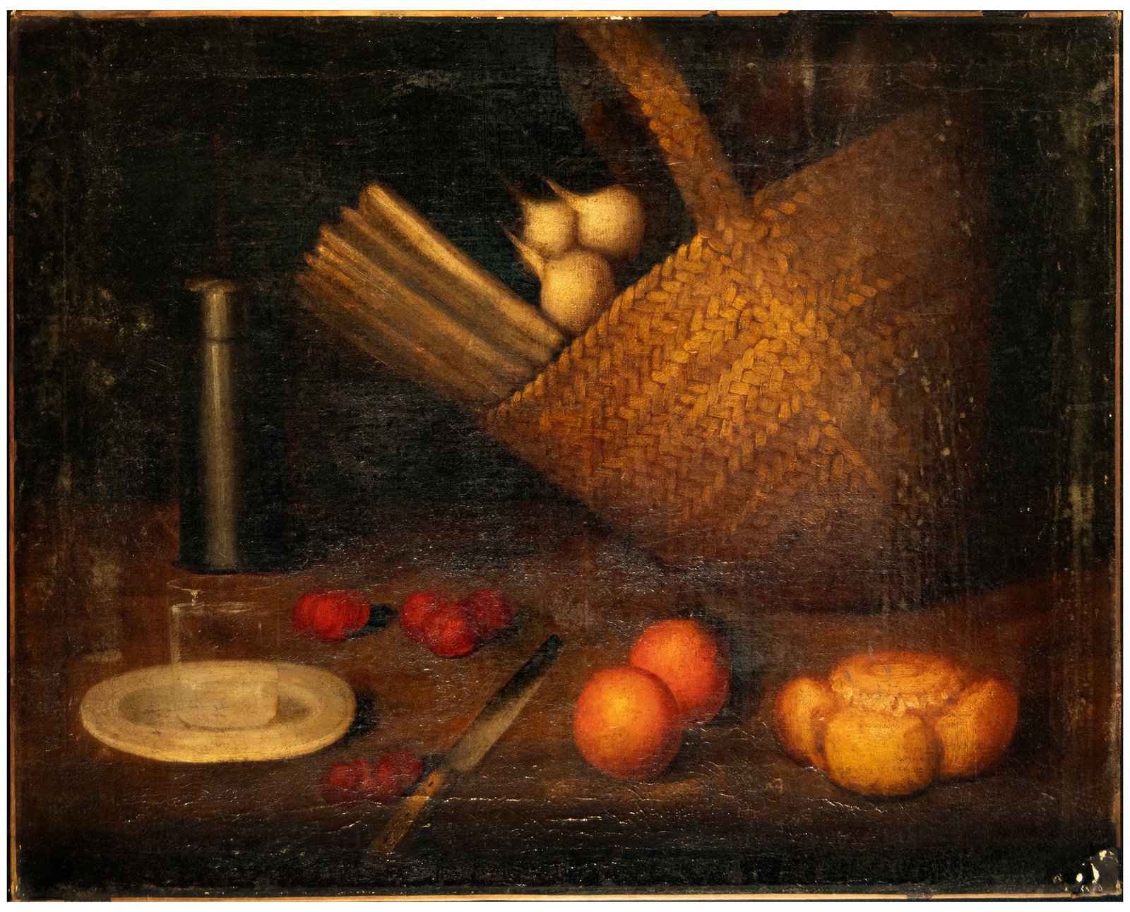 Decorative Valencian or Mallorcan Still Life from the 17th Century: No frame included, oil on canvas: 85 x 62 cm