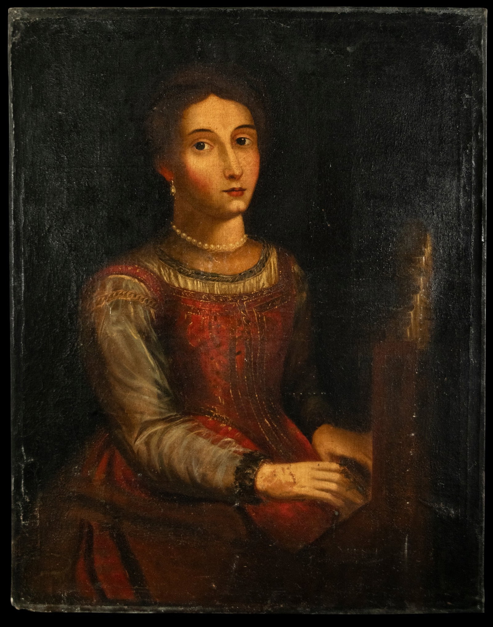 Decorative Italian oil painting of Saint Cecilia from the 17th century: No frame included, oil on canvas: 96 x 75 cm