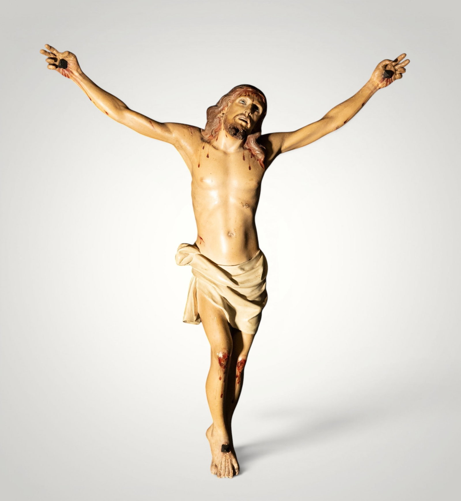 Italian Christ in polychrome wood - circa 1800: Dimensions: 55 x 34 cm