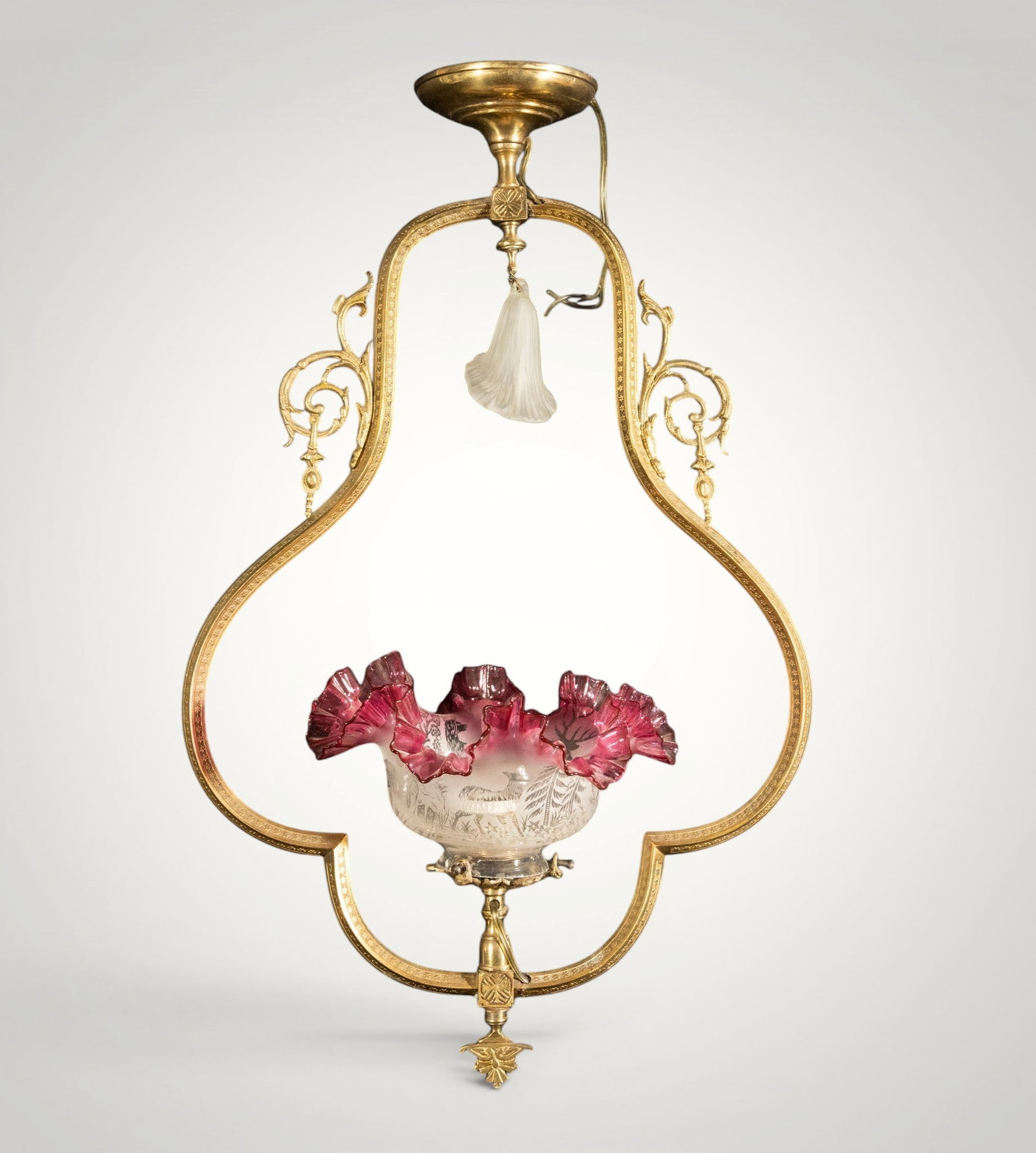 Austrian Art Nouveau lamp with cut Bohemian crystal, 1920s (1 of 4)