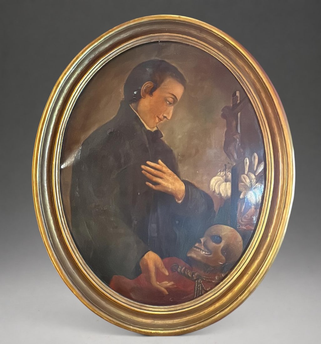 SAN LUIS DE GONZAGA - LATIN AMERICAN COLONIAL SCHOOL OF THE 18TH CENTURY: Oil on canvas measuring 95x60 cm without frame, framed measurements: 120 x 80 cm.