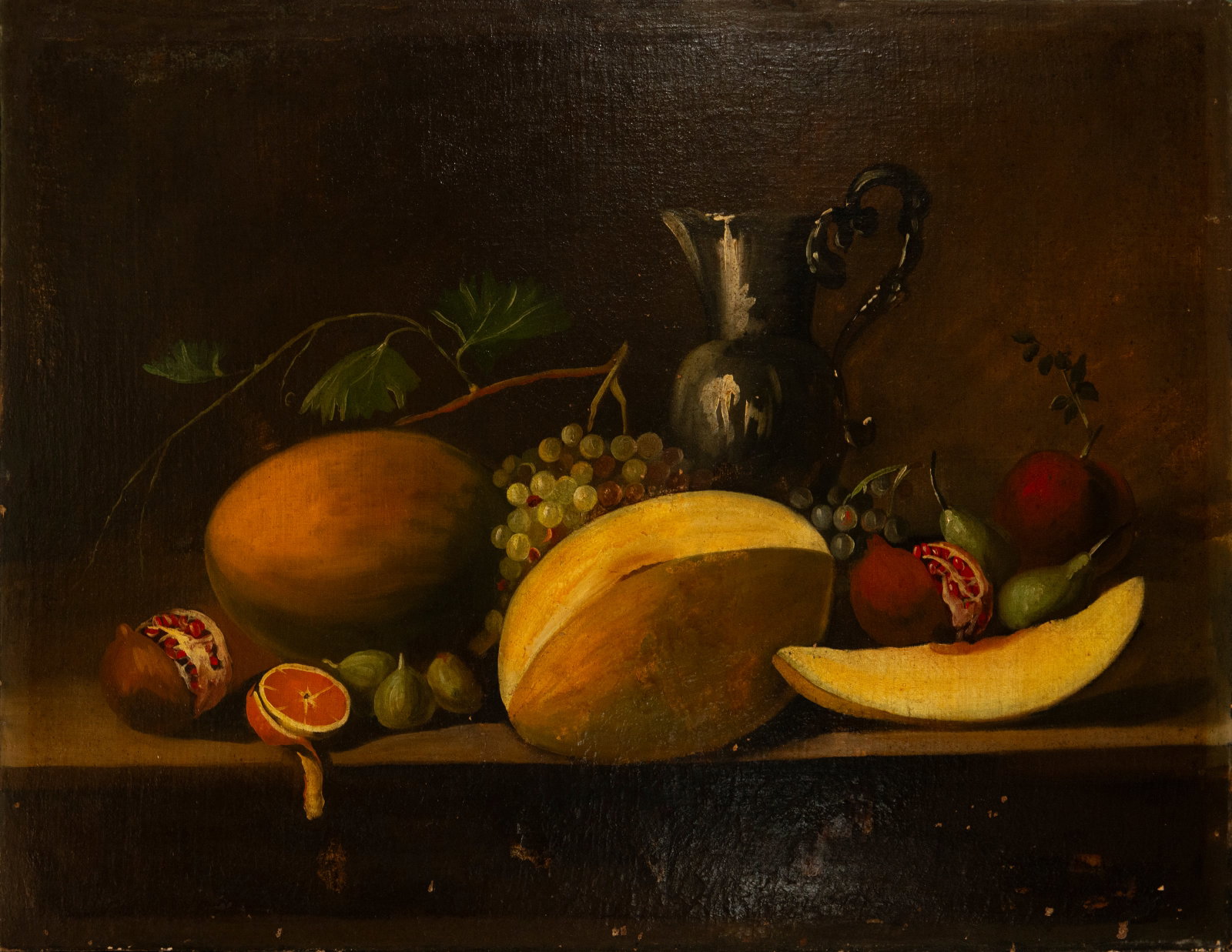 Still Life with Grapes, Fruit, and a Jug. Spanish School. Late 18th Century (1 of 4)