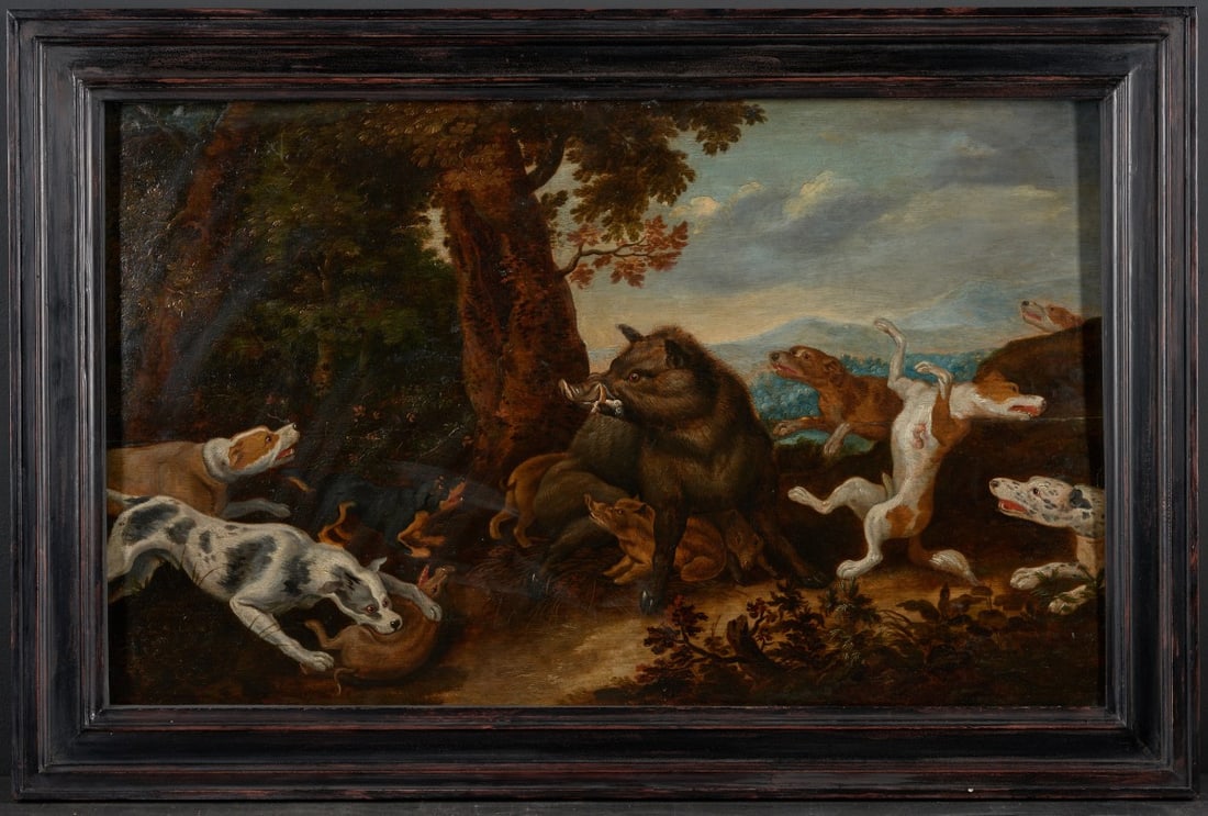 Jan van Kessel (Antwerp, 1626–1679) Attributed - Boar Hunt (1 of 4)