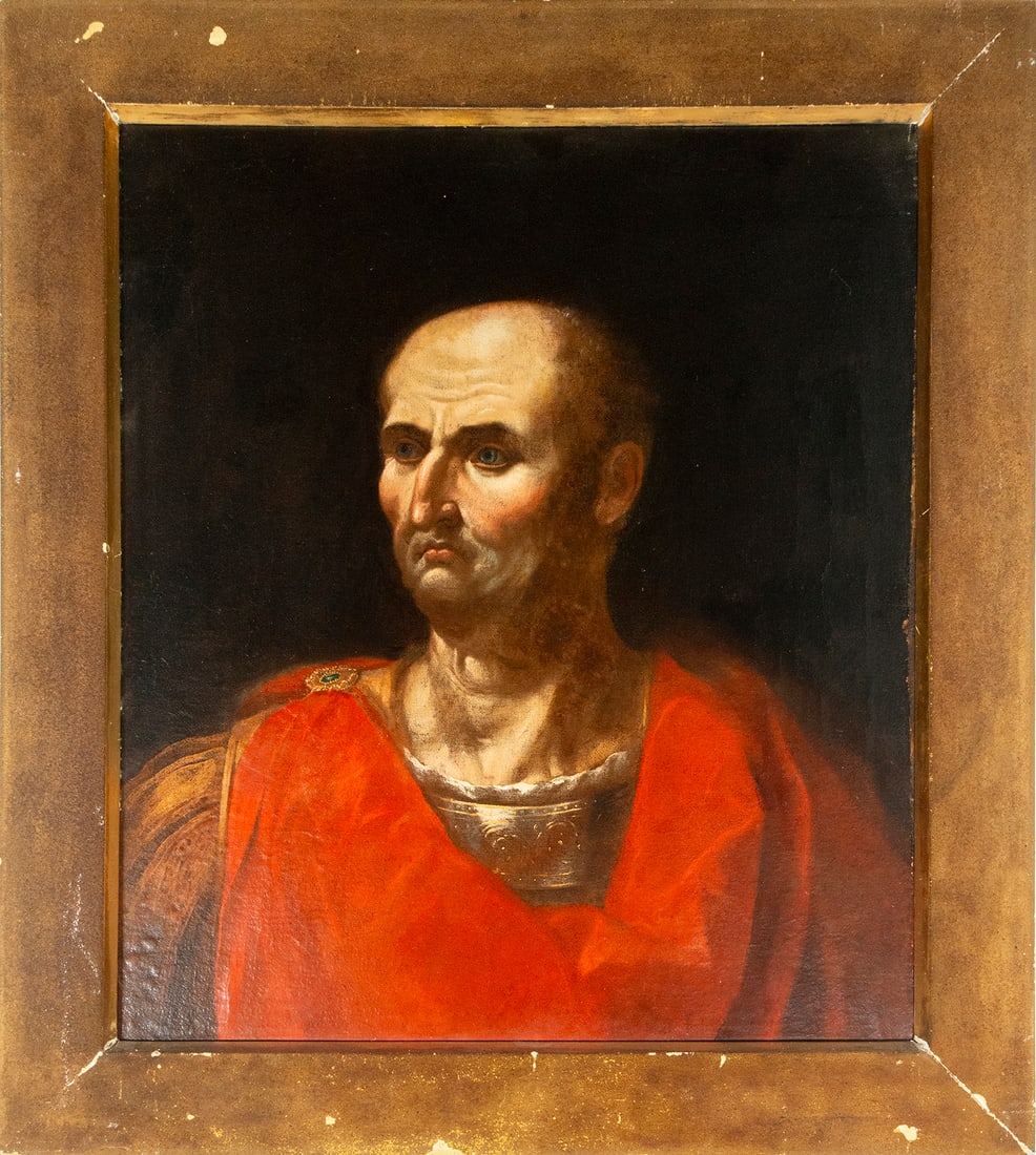 Important Italian school of the 17th century - Portrait of the Roman Emperor Vespasian, oil on: Oil on canvas, 77.6 x 65.6cm. Source: Private collection, UK, good condition