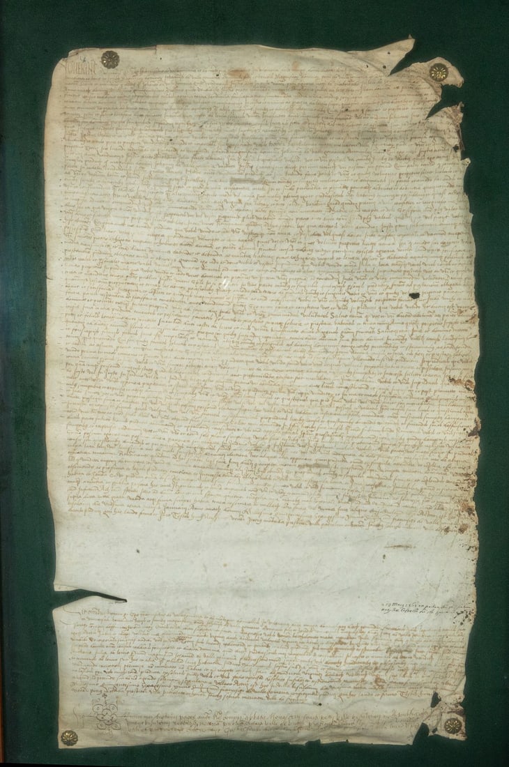 15th-Century Catalan Medieval Parchment Document, Framed (1 of 4)