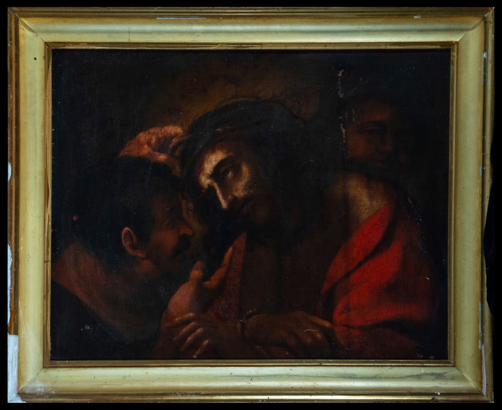 Neapolitan Caravaggist School, early 17th century, oil on canvas, framed dimensions 92 x 76 cm: Oil on canvas, framed measurements 92 x 76 cm