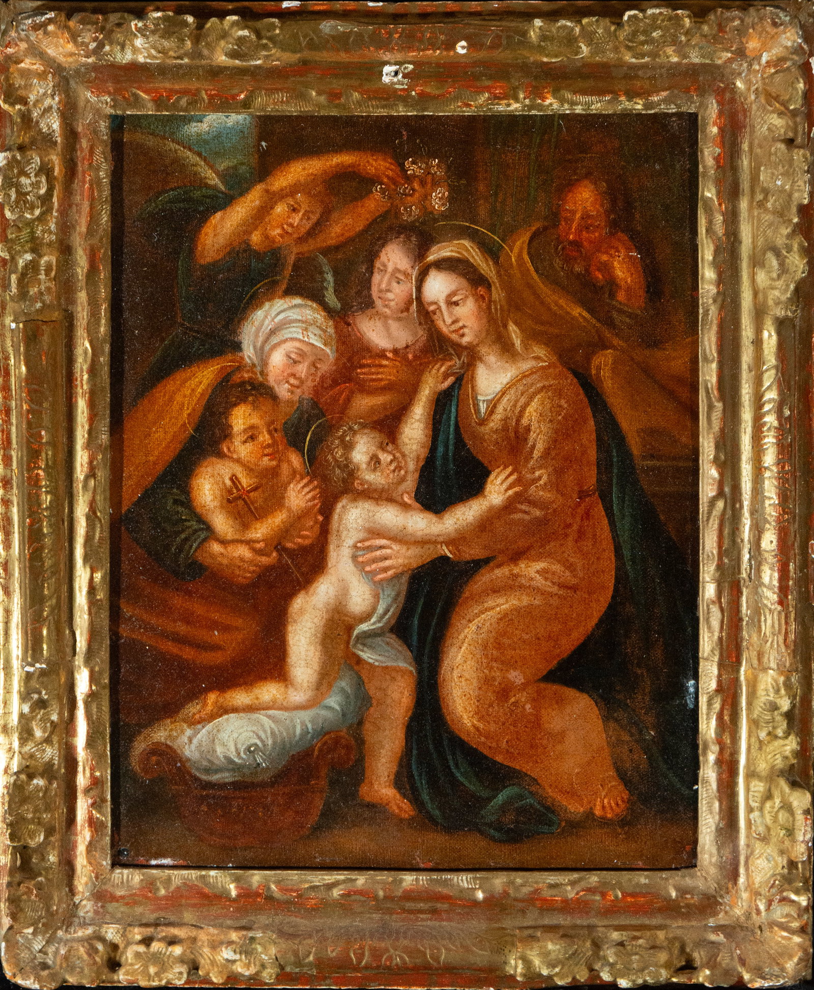 The Visitation of Mary - 18th century Italian school: Oil on canvas 41 x 33 cm, framed measurements: 51 x 42 cm