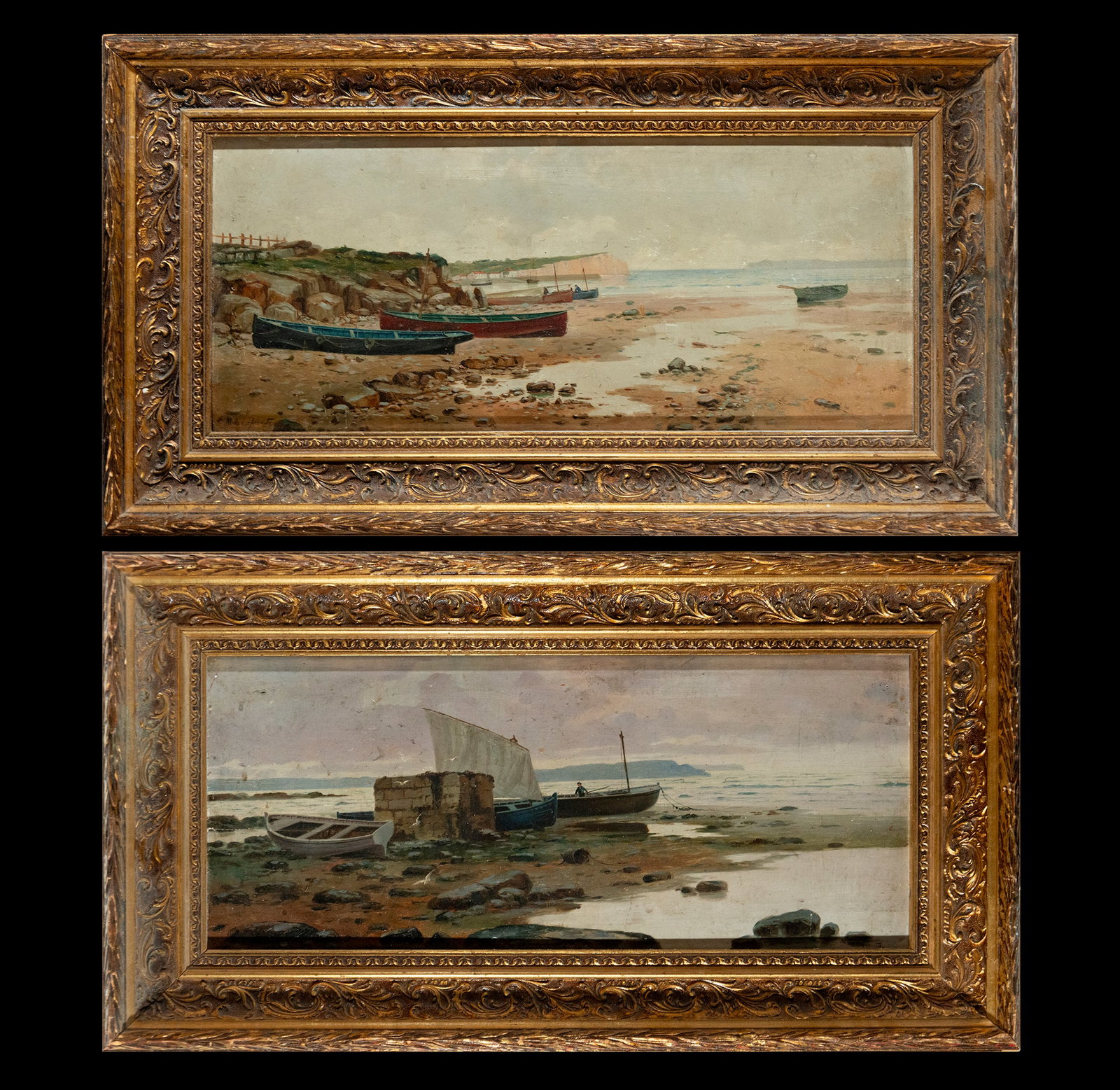 Pair of Seascapes on Board, Modesto Lafuente (1806-Madrid, October 25, 1866), 82 x 45 cm each, (1 of 12)