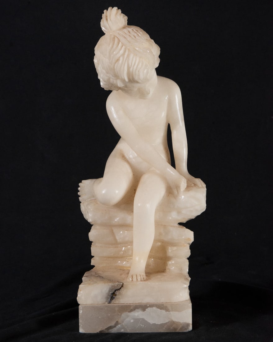 Girl in Alabaster, 20th century: Measurements: 36 x 14 x 12 cm