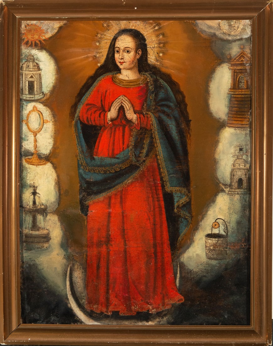 Immaculate Virgin in Glory, 17th century New Spanish colonial school (1 of 6)