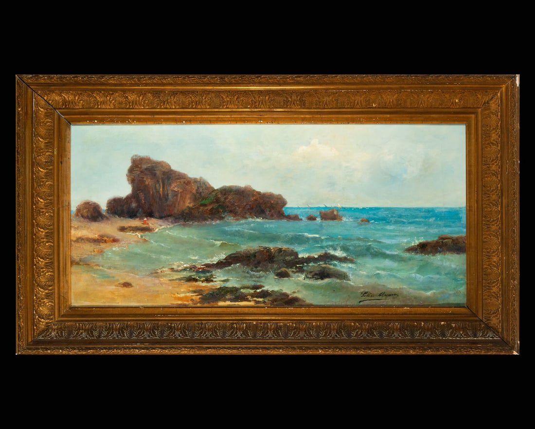 View of Marina, Sofía ?lvarez, Spanish school of the 20th century: Oil on canvas, canvas measures: 85 x 41, framed measures: 105 x 61 cm