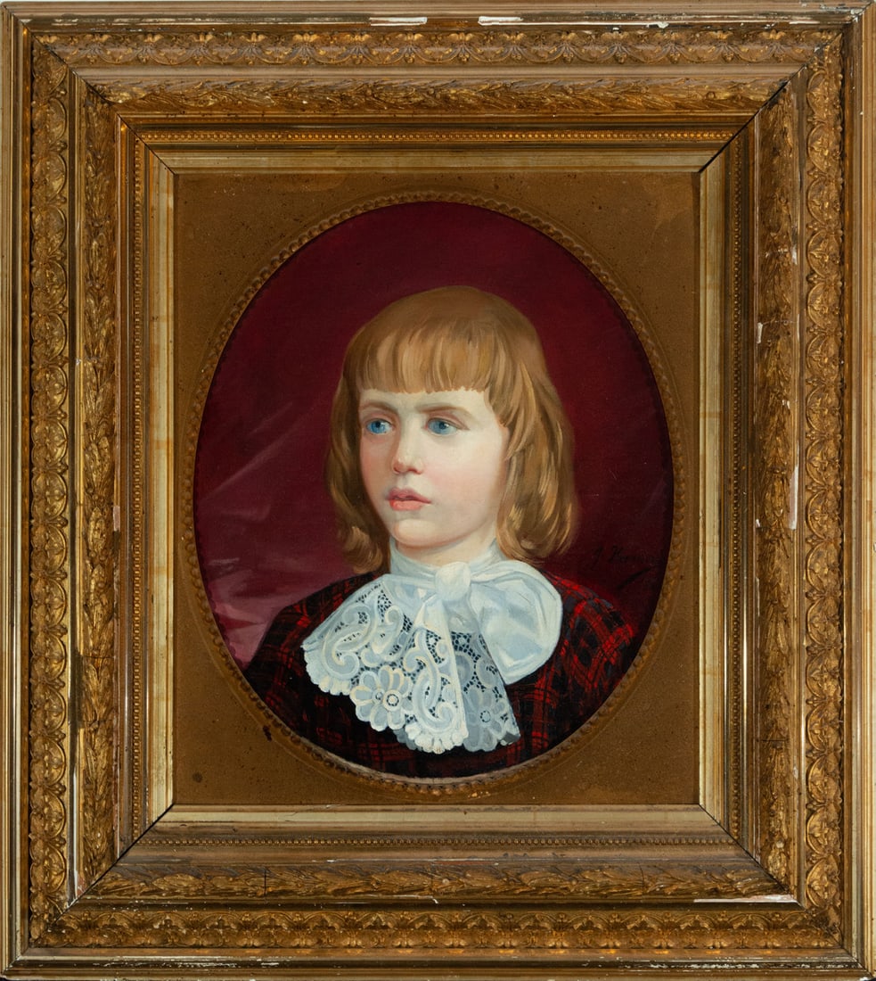 Portrait of a Child, Spanish school of the 19th century: Signed, canvas measures: 44 x 37, framed measures: 70 x 63 cm
