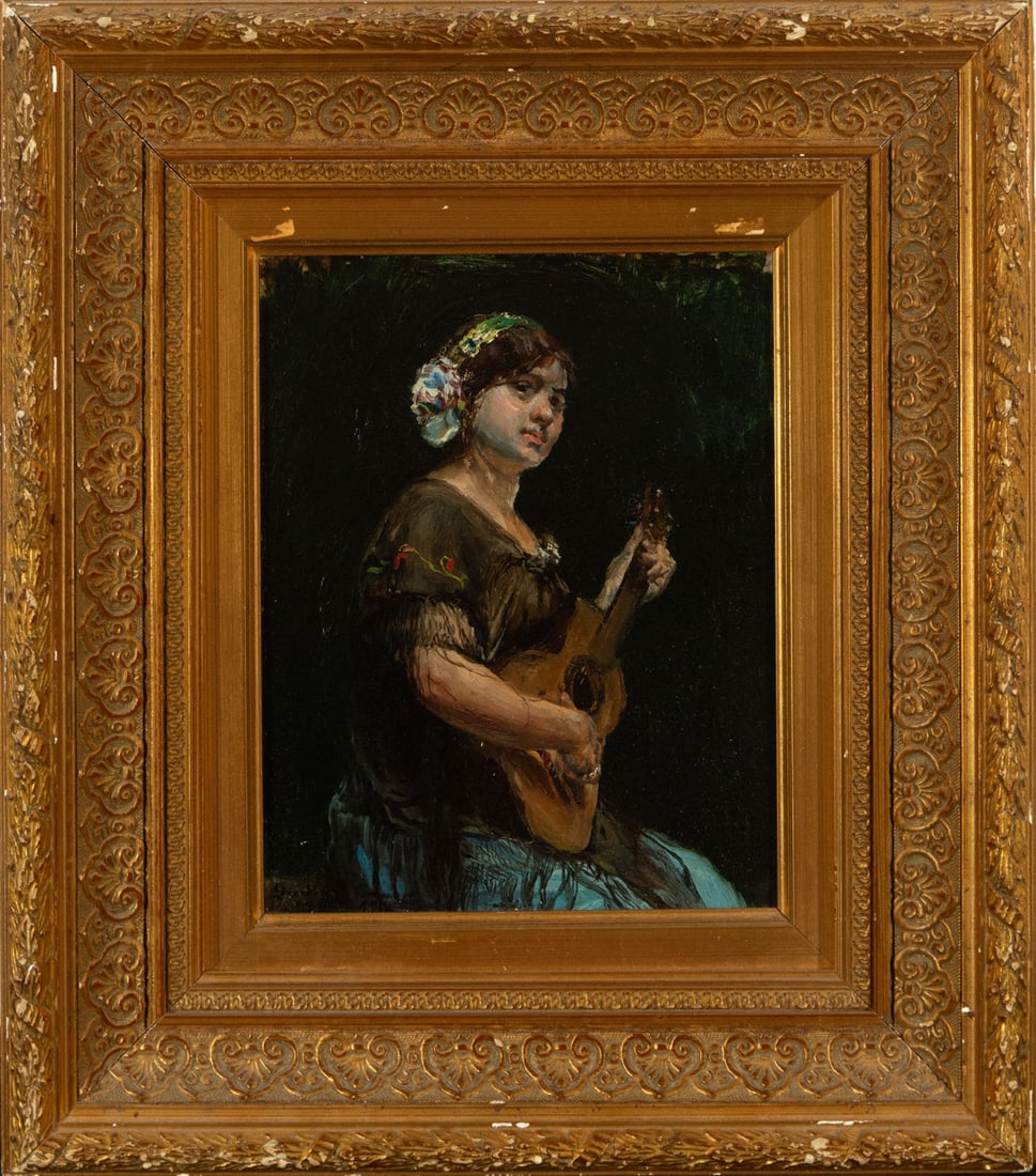 Girl playing the Guitar, Spanish school of the 19th century (1 of 4)